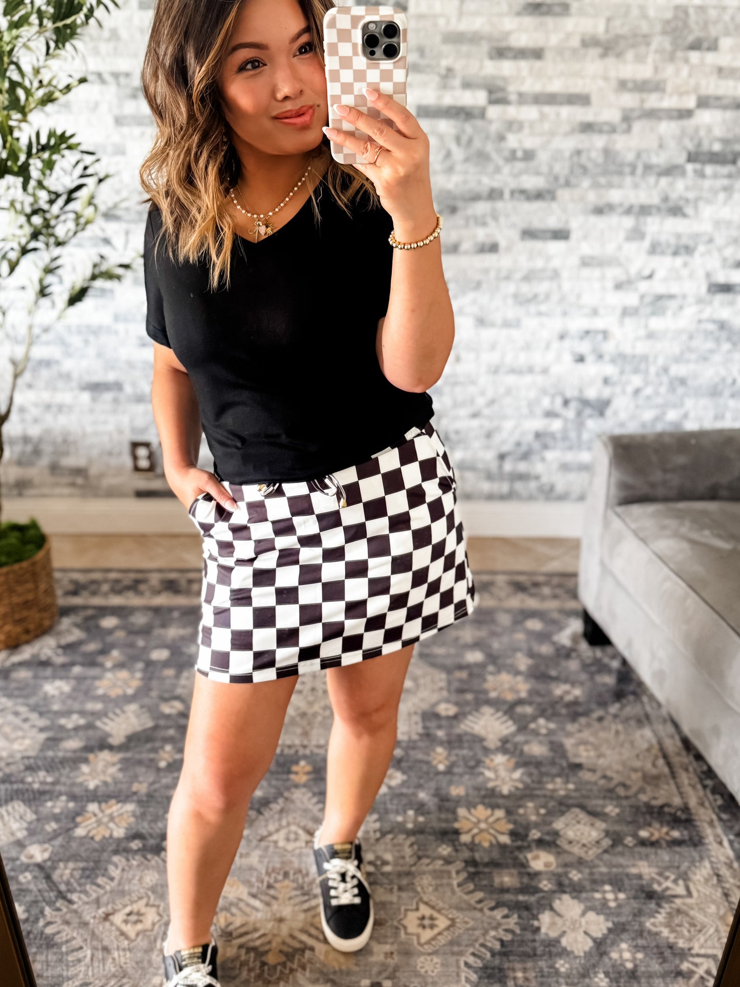 BLACK CHECK EVERYDAY SKORT
