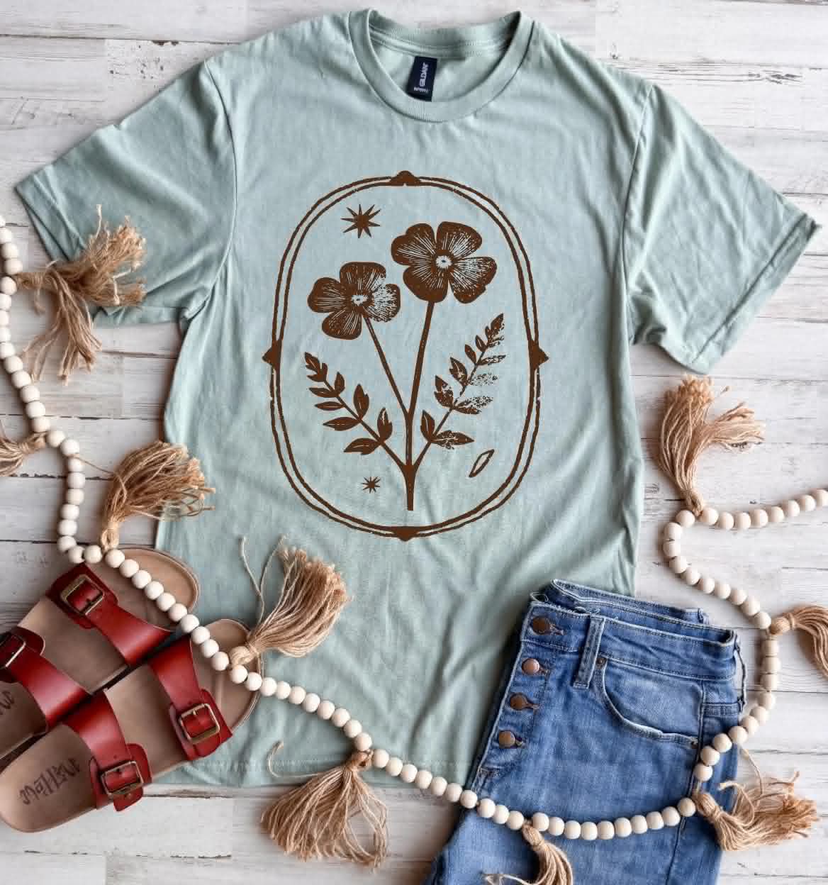 *PREORDER* FLORAL FRAME TEE - THREE COLORS