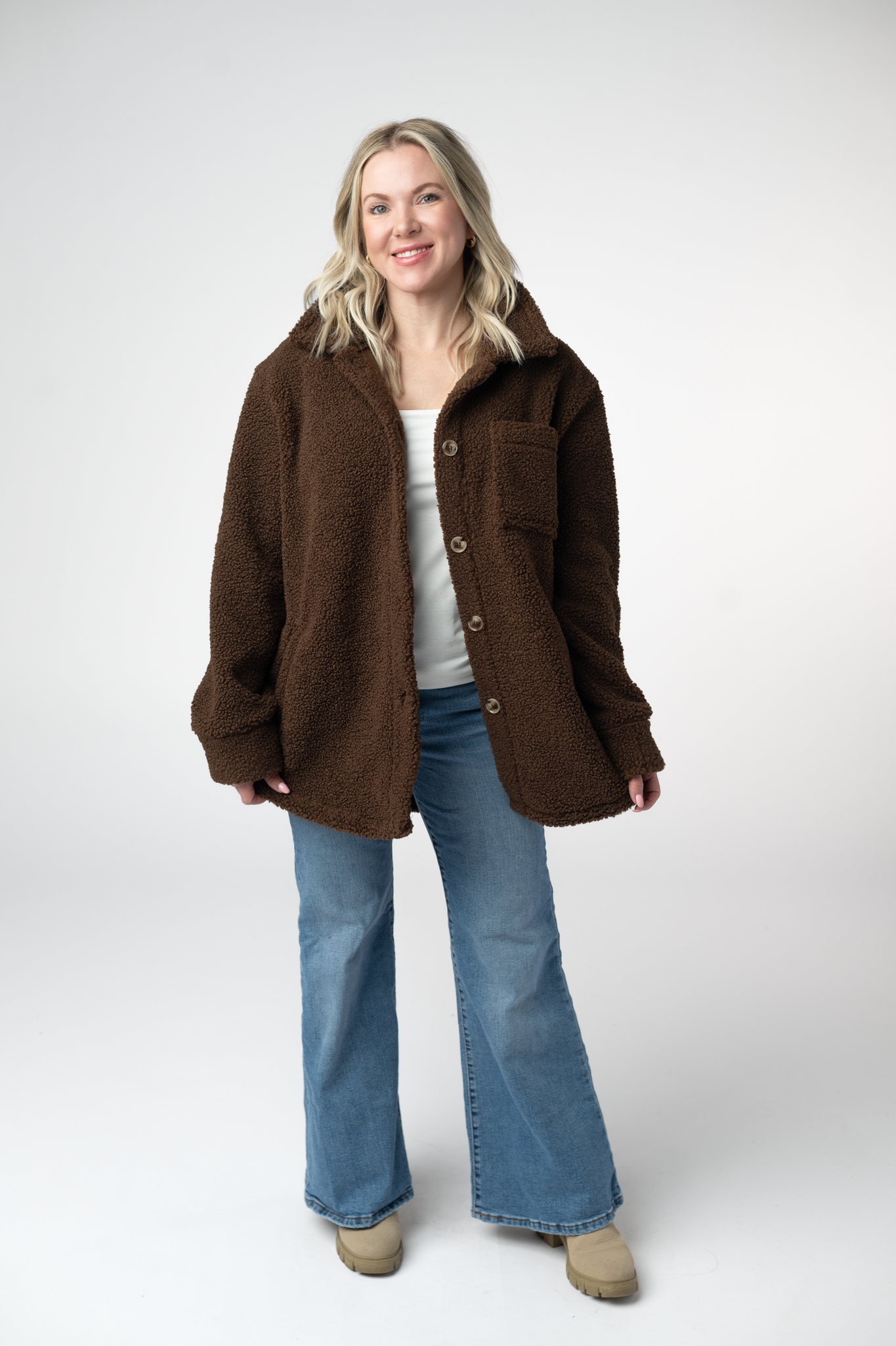 Teddy Oversized Shacket - Brown