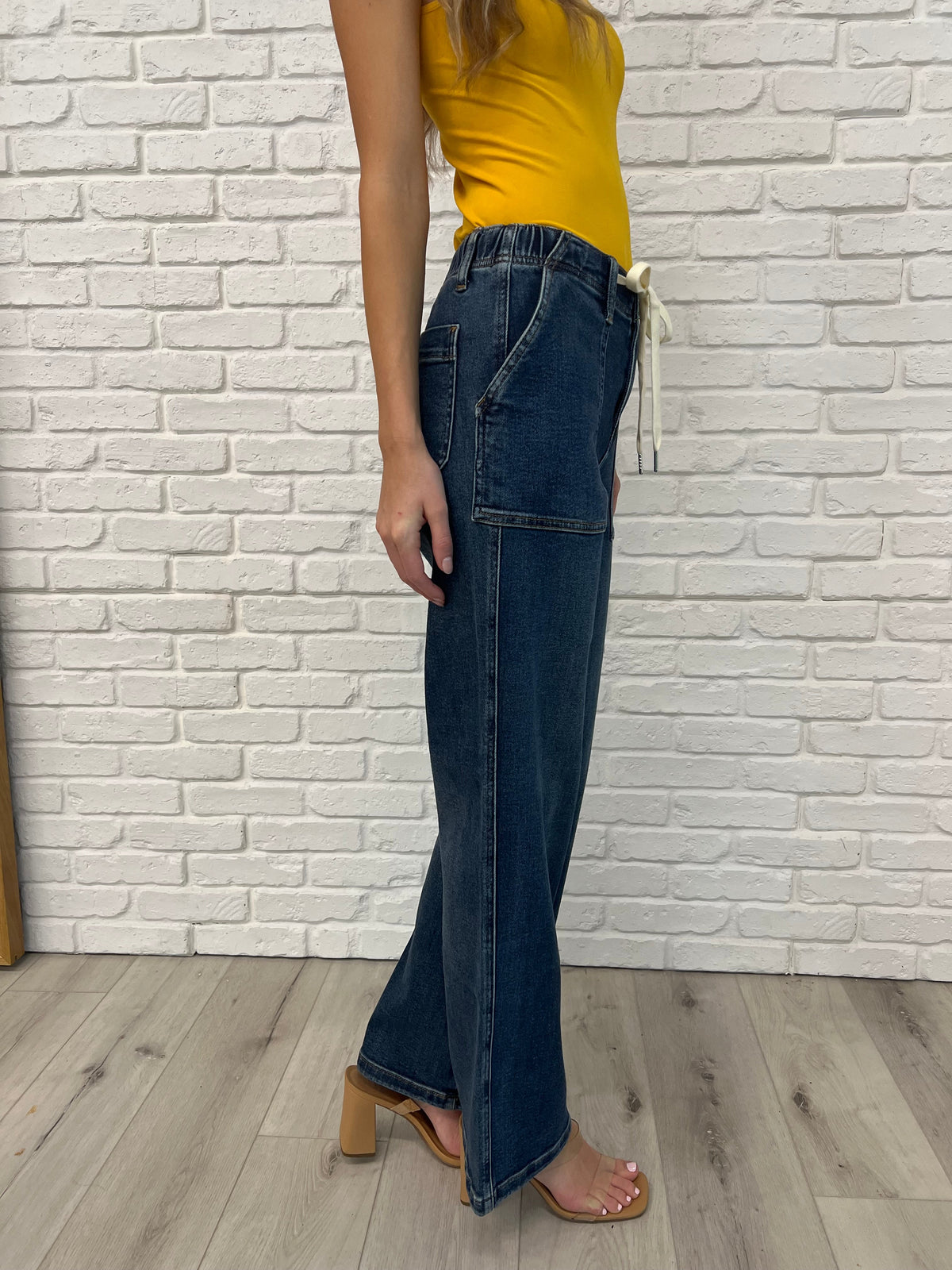 JUDY BLUE HIGH RISE DRAWSTRING WIDE LEG JEANS
