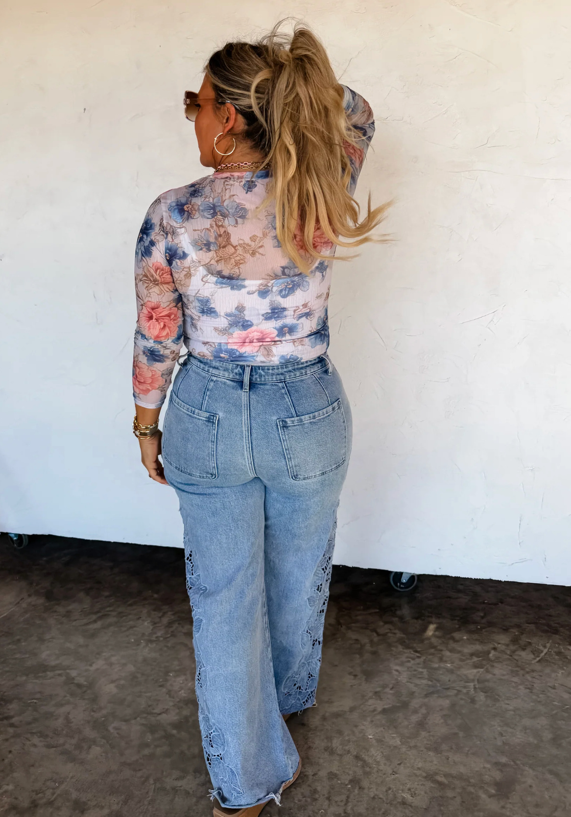 DRESS IT UP MESH TOPS - BLUE FLORAL