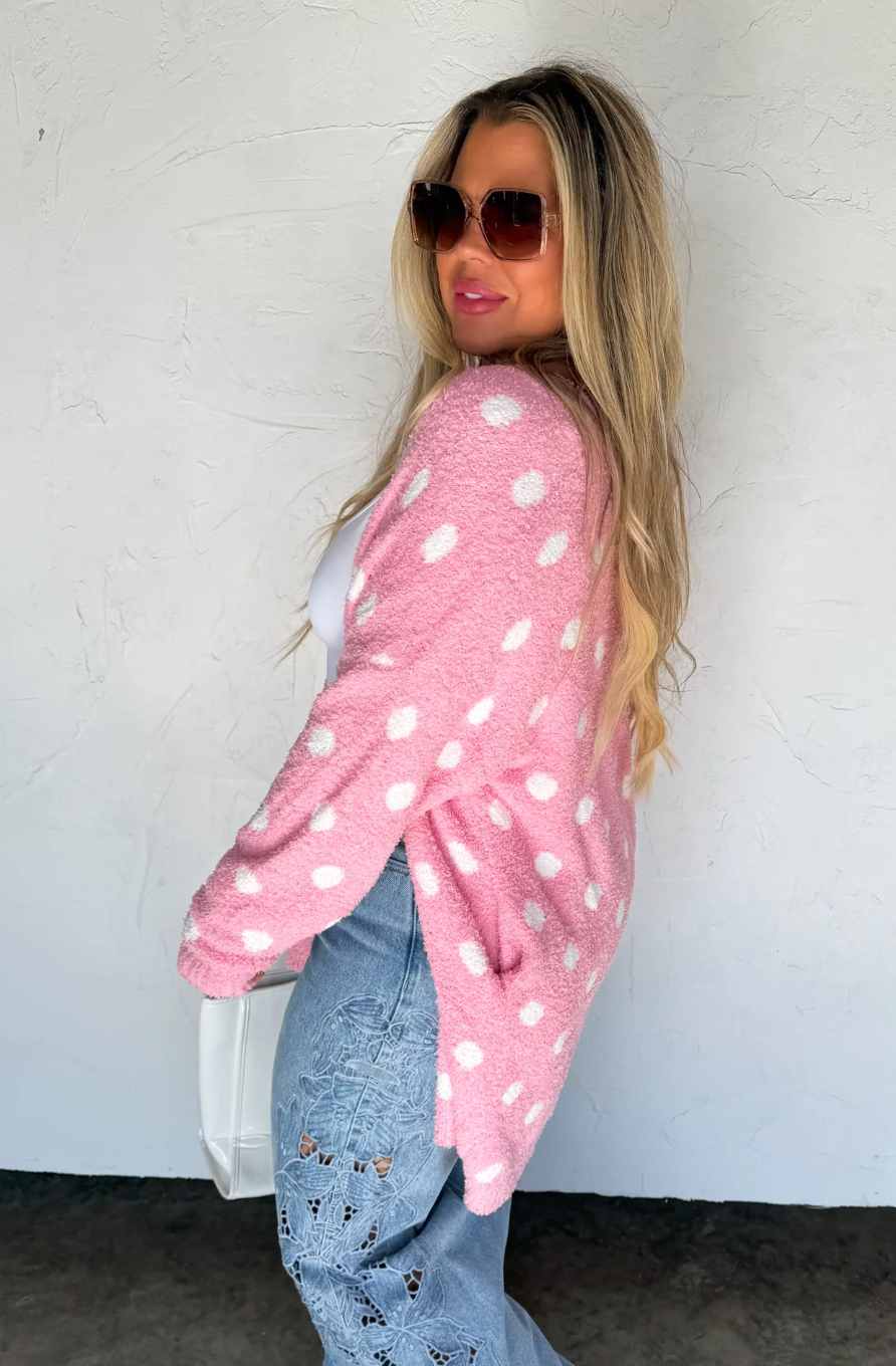 PINK POLKA DOT CLOUD CARDIGAN