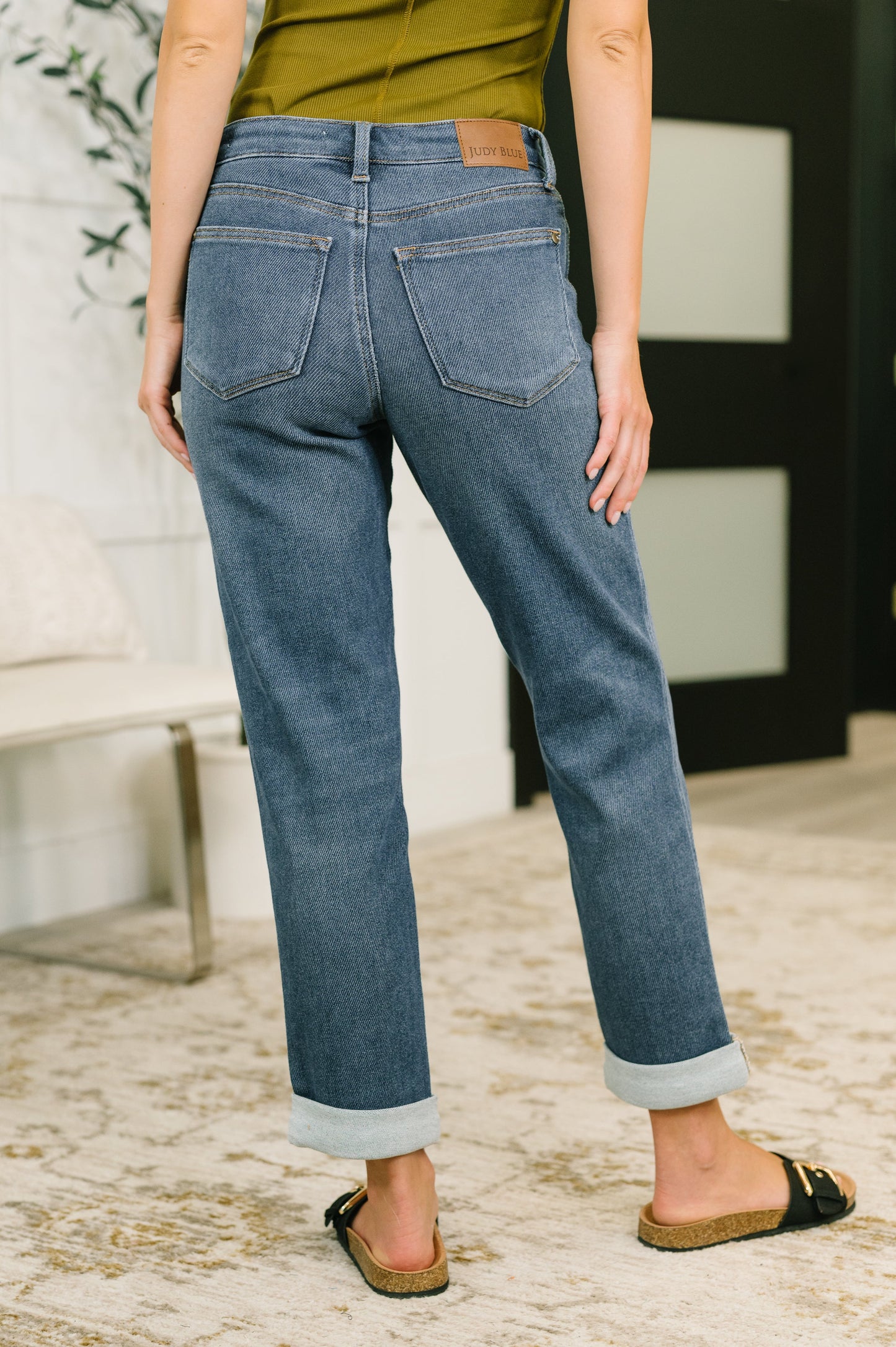 JUDY BLUE MID RISE BILLIE BOYFRIEND JEAN in DARK INDIGO