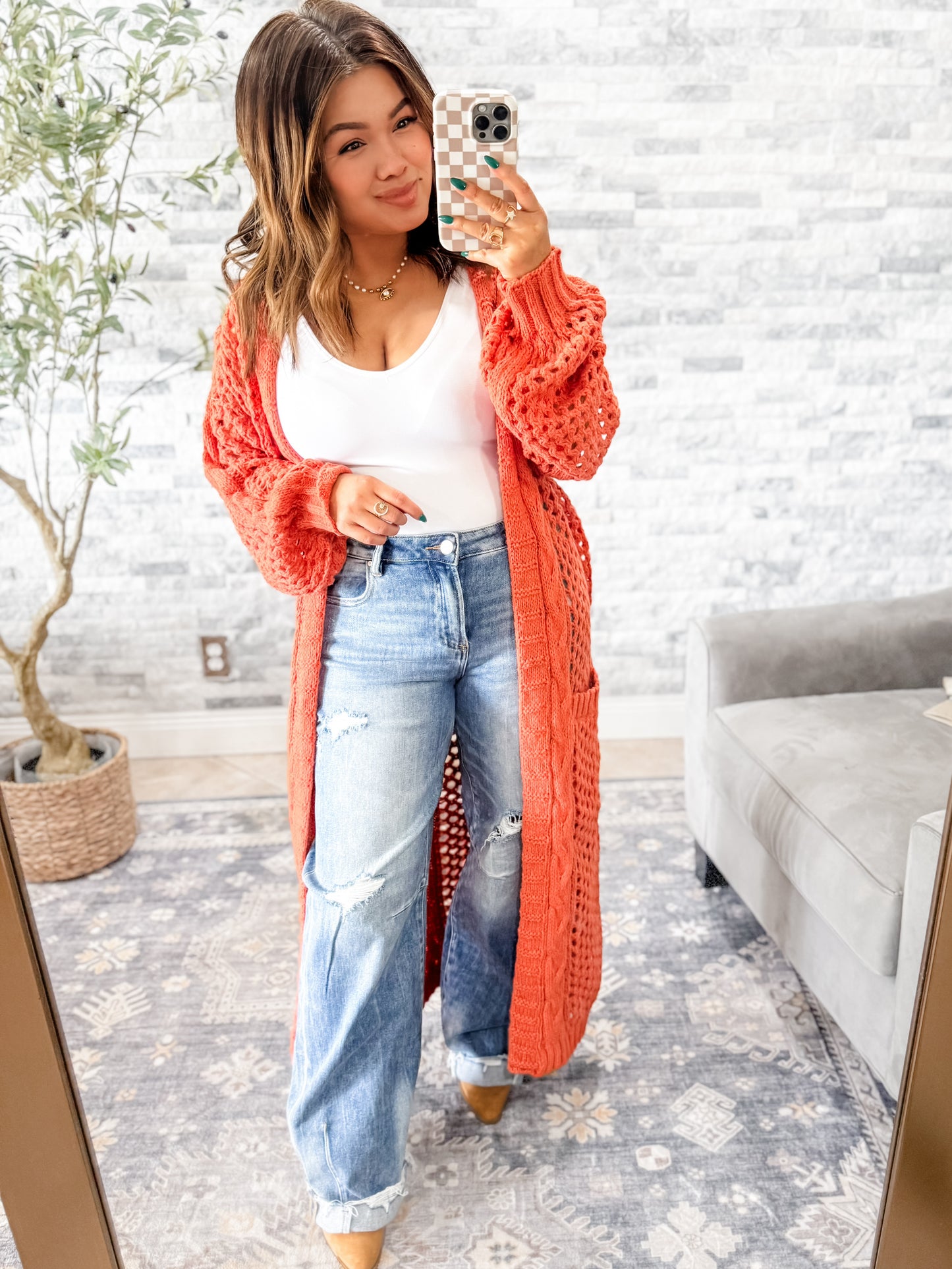 RISEN TAPERED WIDE LEG MID RISE DISTRESSED JEANS