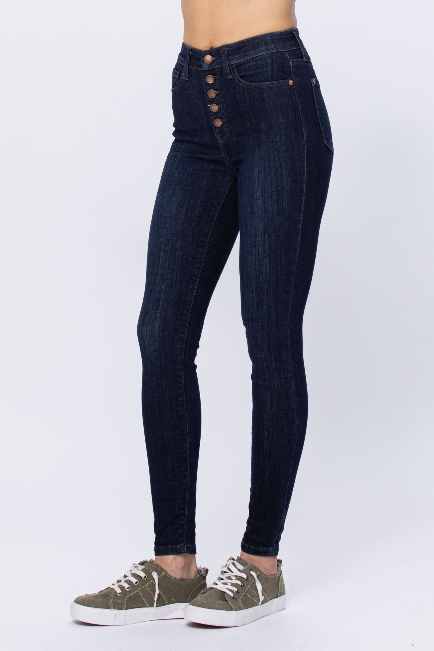 JUDY BLUE BUTTON FLY RESIN WASH BUTTON FLY SKINNY JEANS