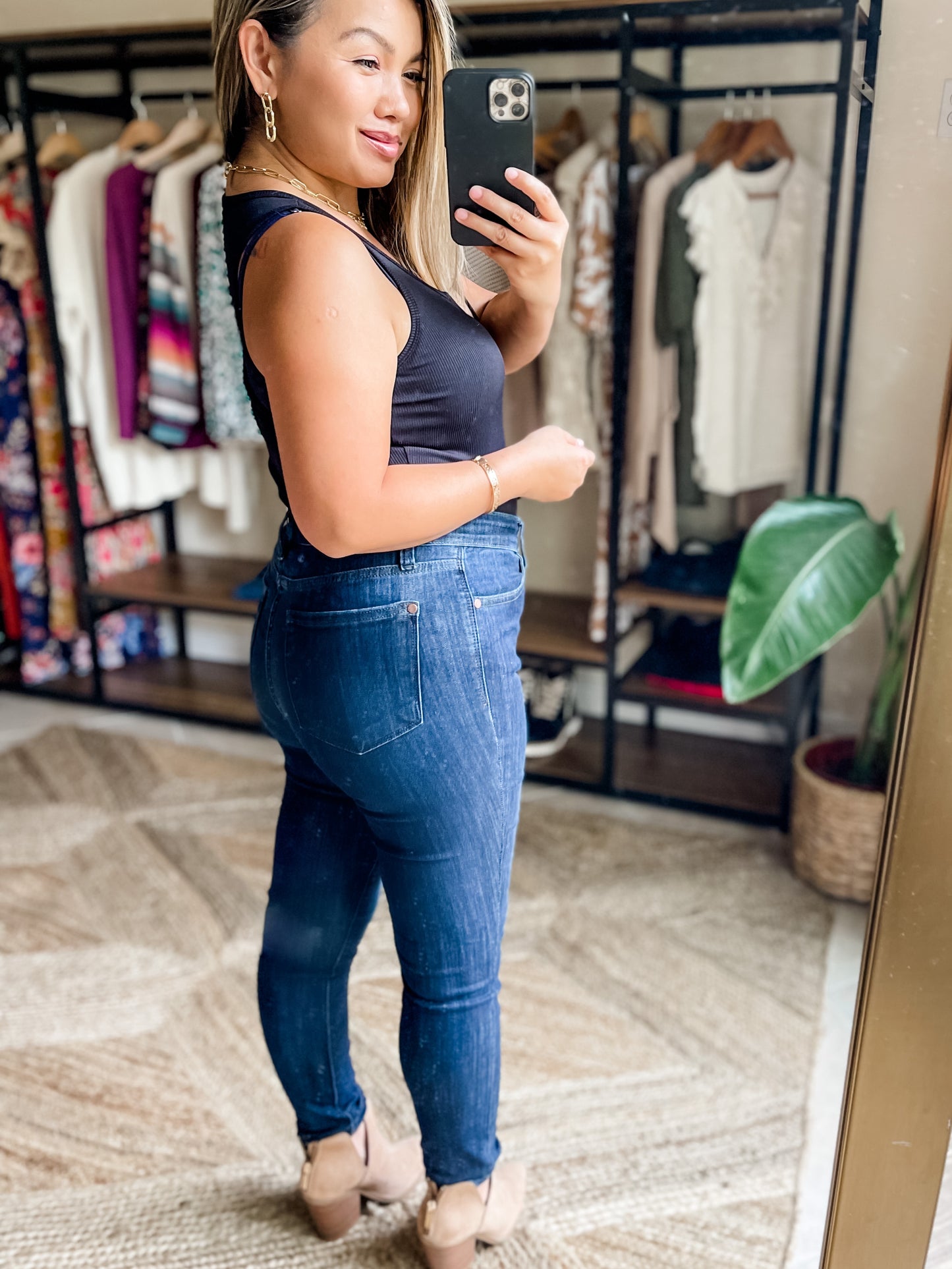JUDY BLUE BUTTON FLY RESIN WASH BUTTON FLY SKINNY JEANS