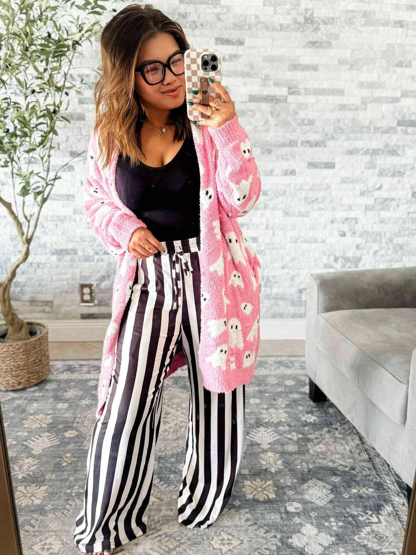 STRIPED BUTTER SOFT PANTS in BLACK