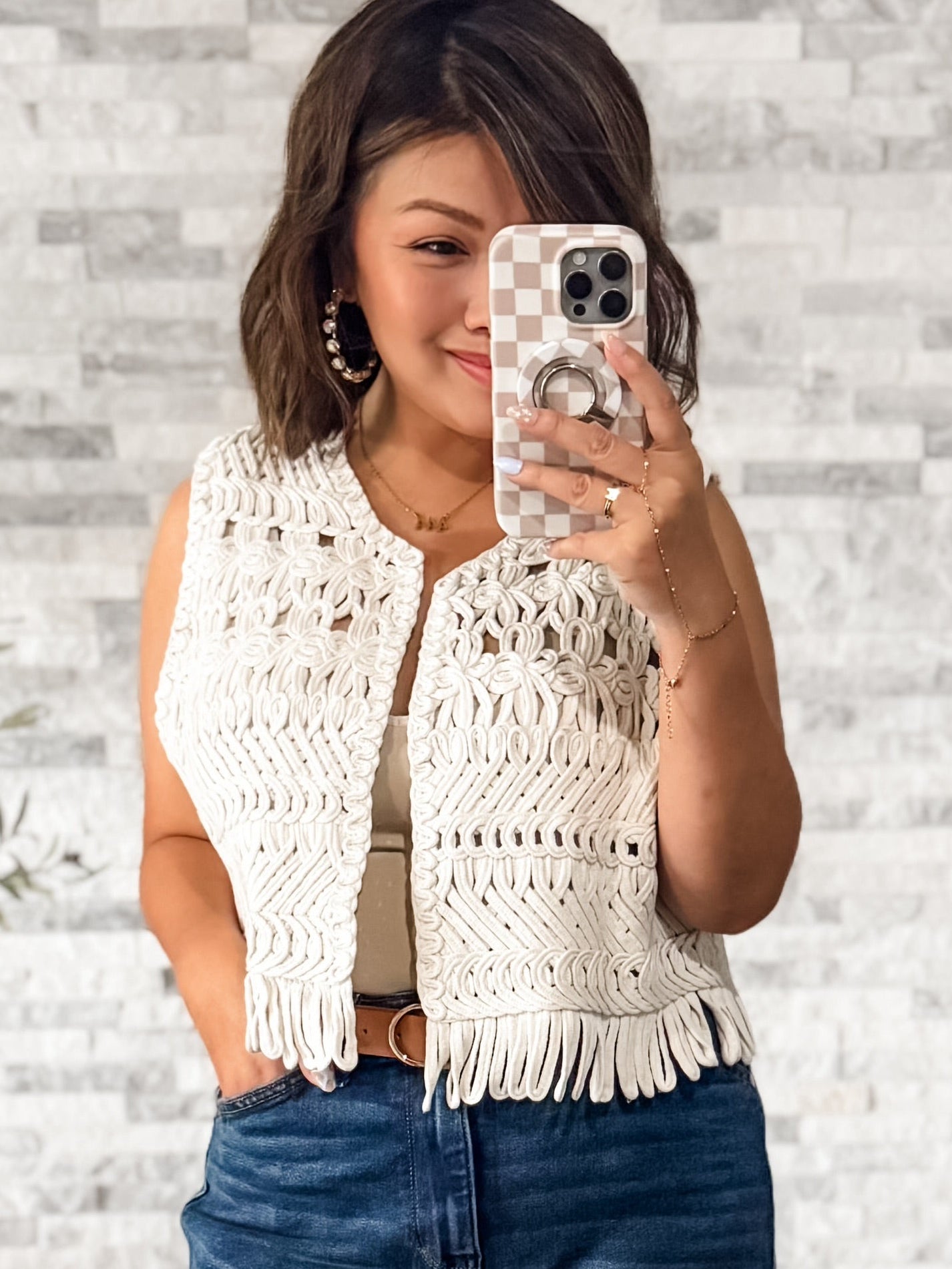 LUXE CROCHET OPEN VEST