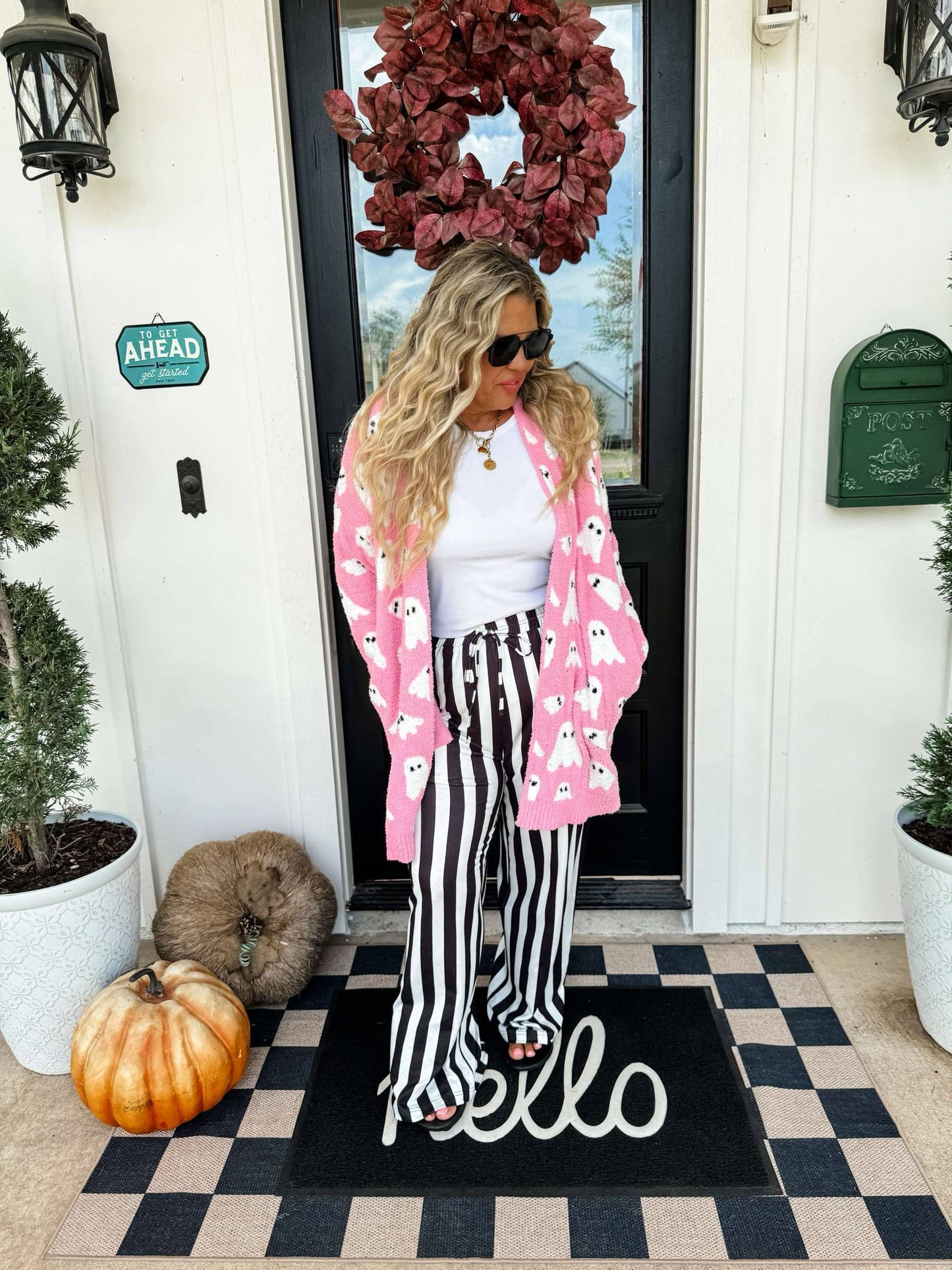 STRIPED BUTTER SOFT PANTS in BLACK