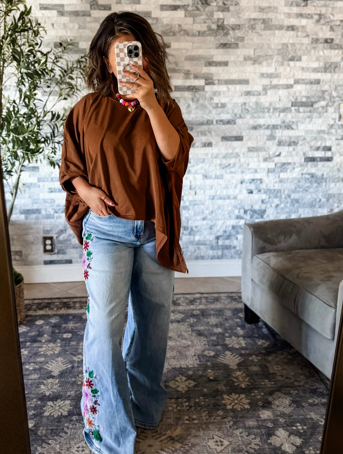 OVERSIZED CHOCOLATE DOLMAN TOP