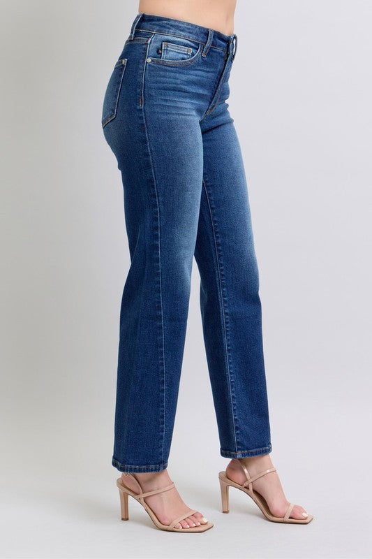 JUDY BLUE SLANTED SIDE SEAM STRAIGHT LEG JEANS
