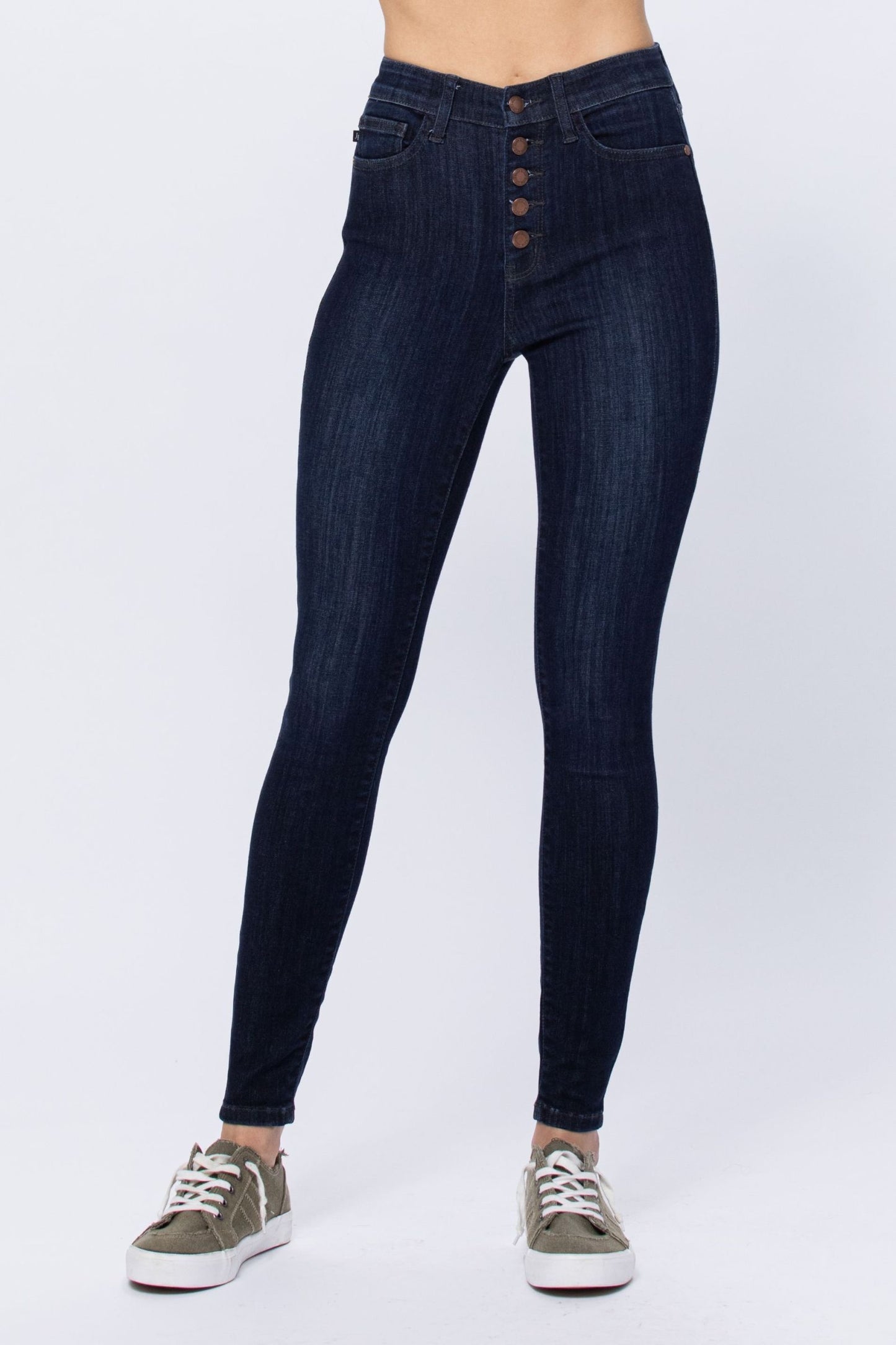 JUDY BLUE BUTTON FLY RESIN WASH BUTTON FLY SKINNY JEANS