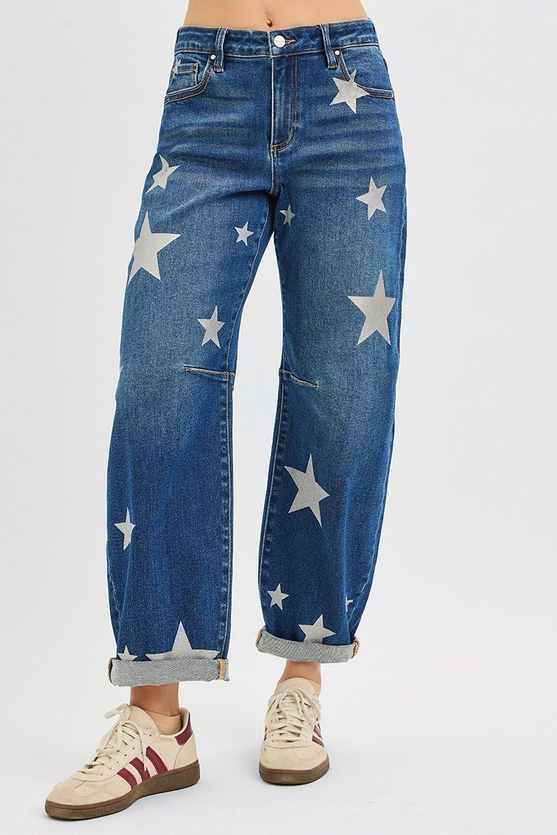 RISEN STAR BARREL JEANS