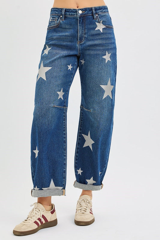 RISEN STAR BARREL JEANS