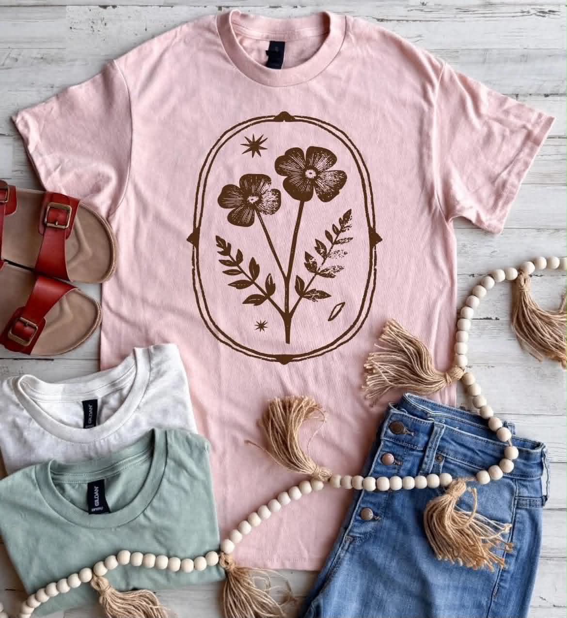 *PREORDER* FLORAL FRAME TEE - THREE COLORS