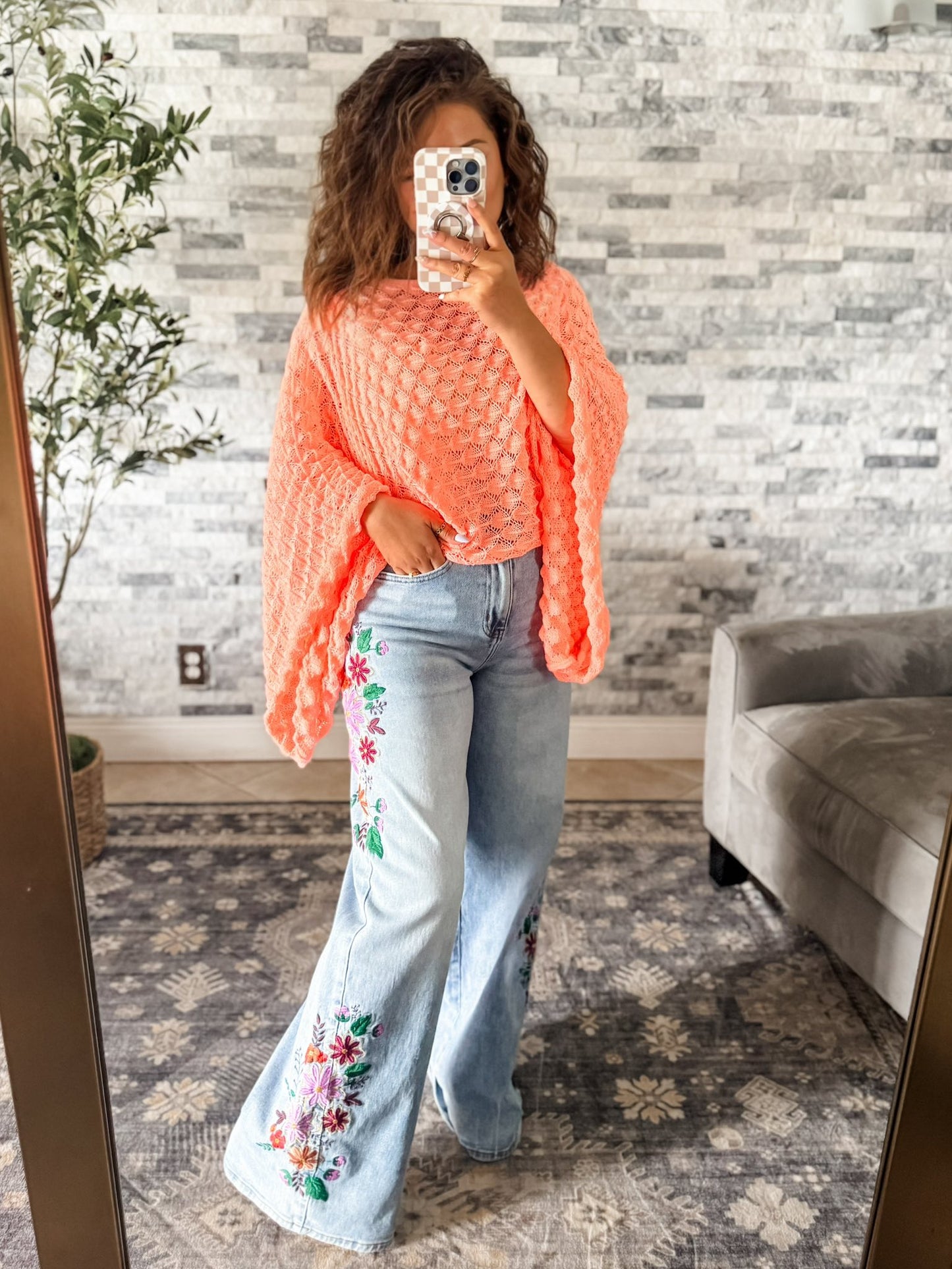 EVIE EMBROIDERED FLORAL WIDE LEG JEANS