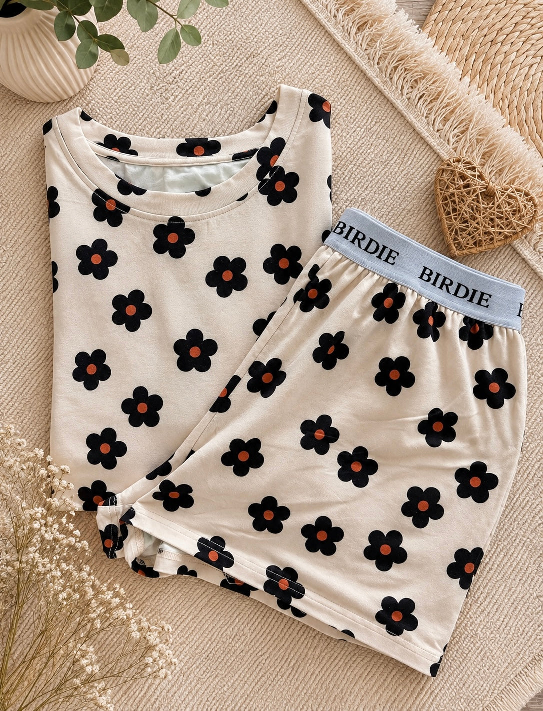 TEE BOXER SET in MIDNIGHT WILDFLOWER