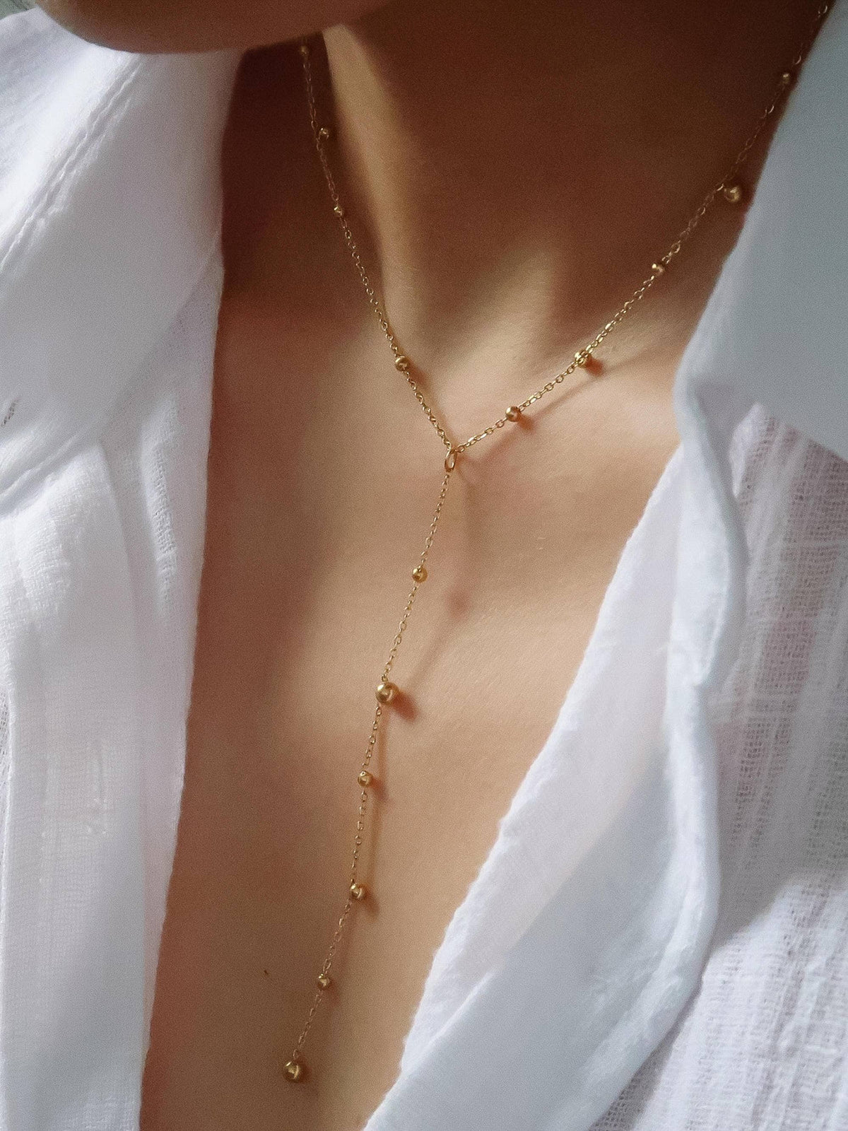 Brisse Gold Plated Beaded Y Lariat Necklace