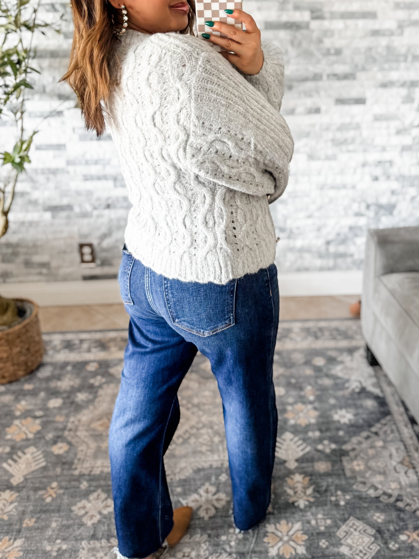 RISEN CROP SLIM FIT BARREL JEANS