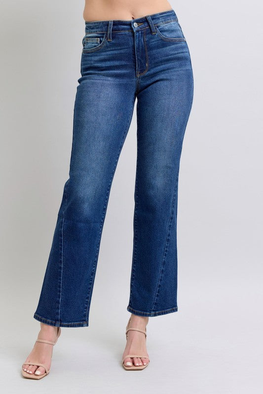 JUDY BLUE SLANTED SIDE SEAM STRAIGHT LEG JEANS