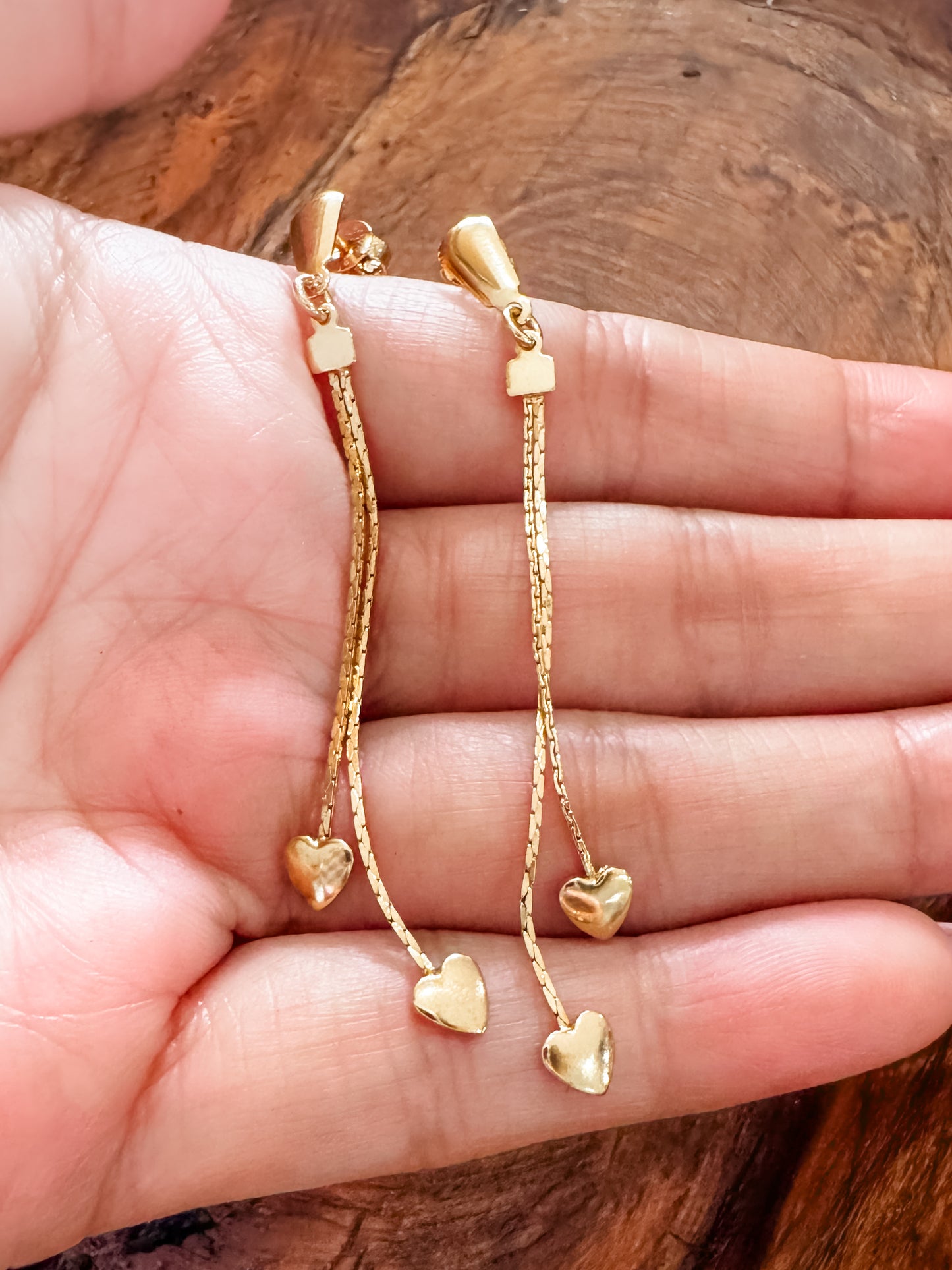 GOLD FILLED HEART DROP EARRINGS
