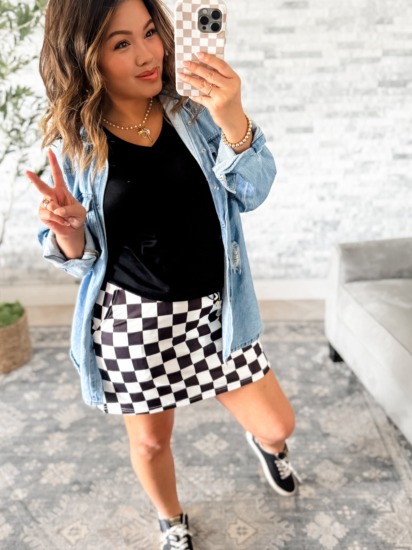 BLACK CHECK EVERYDAY SKORT