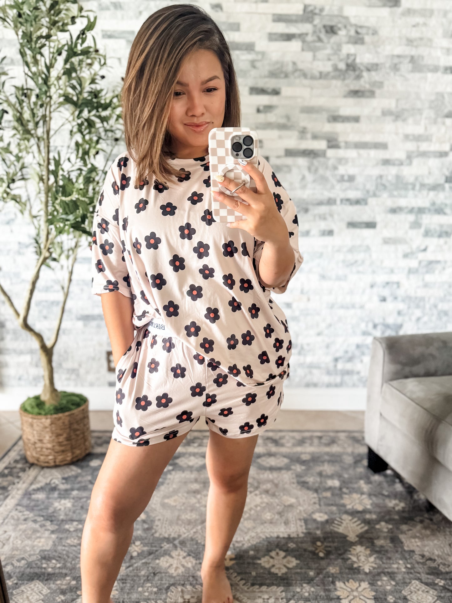 TEE BOXER SET in MIDNIGHT WILDFLOWER