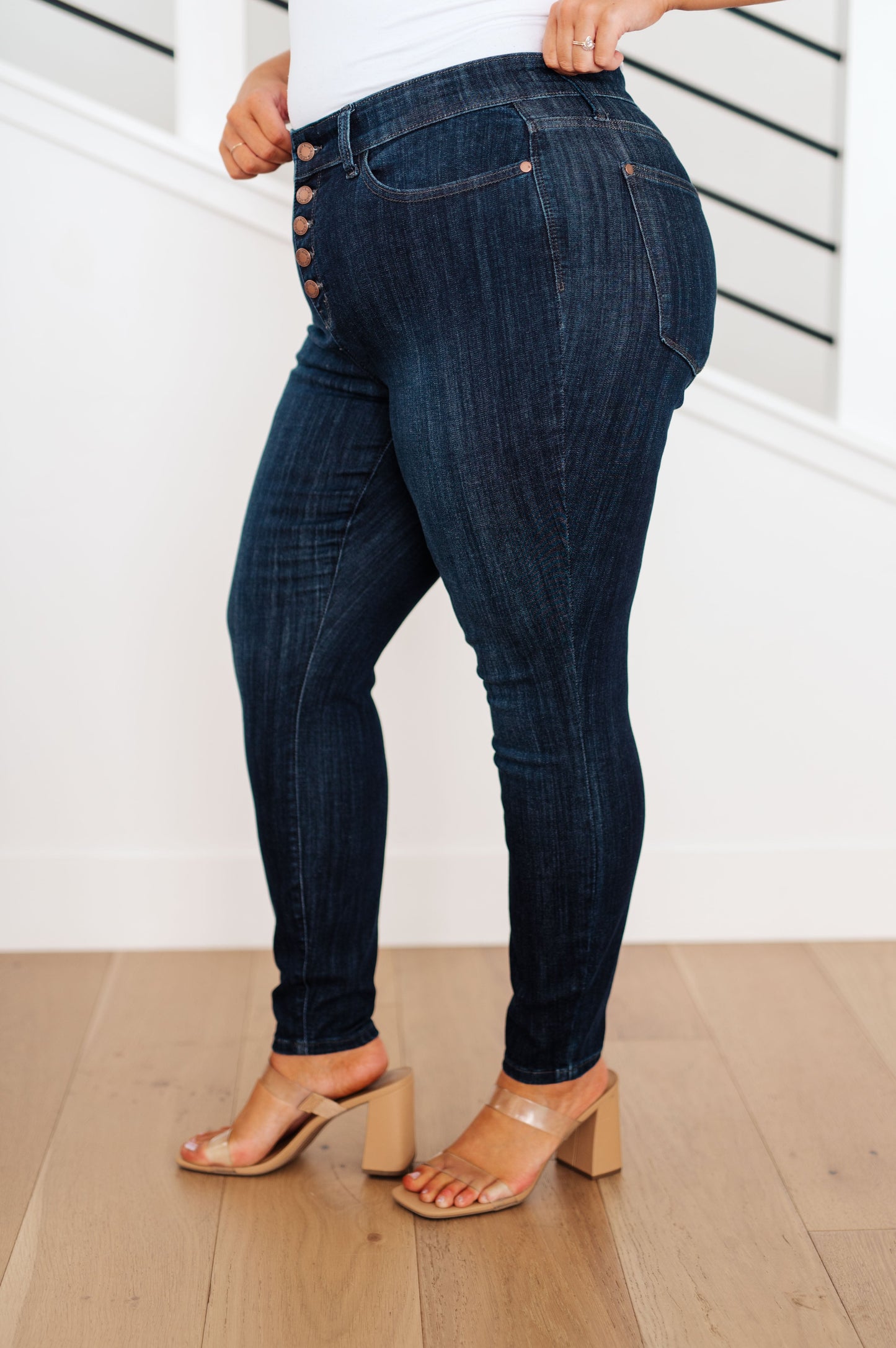 JUDY BLUE BUTTON FLY RESIN WASH BUTTON FLY SKINNY JEANS