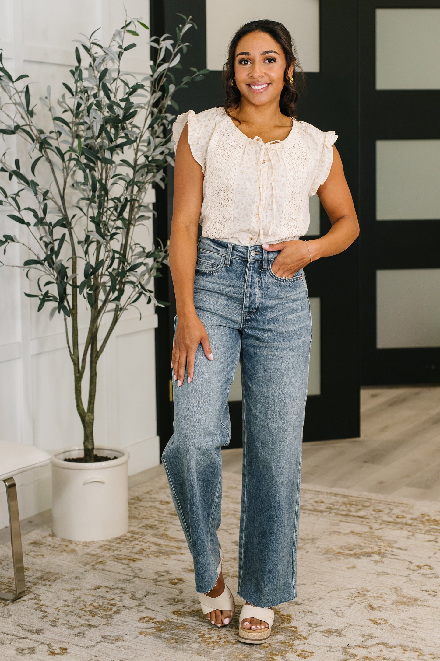 JUDY BLUE HIGH RISE RIGID MAGIC WIDE LEG JEANS