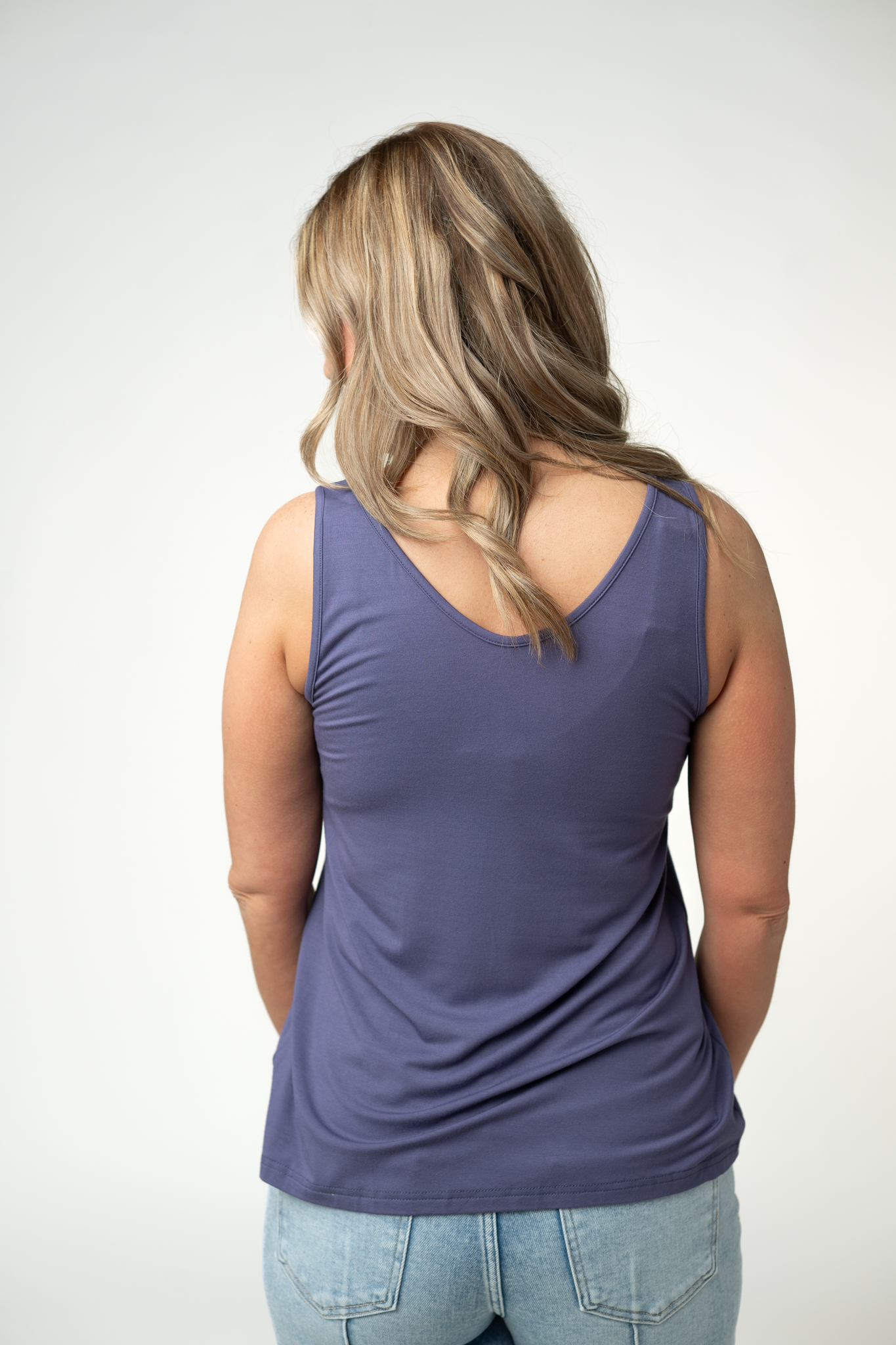 Vera V Neck Tank - Slate Purple