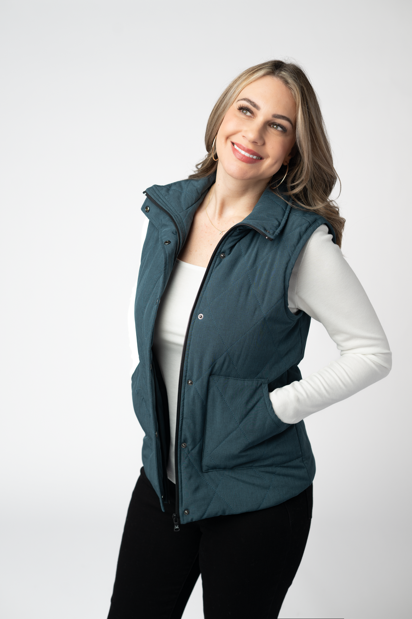 Remy Zip Up Vest - Teal