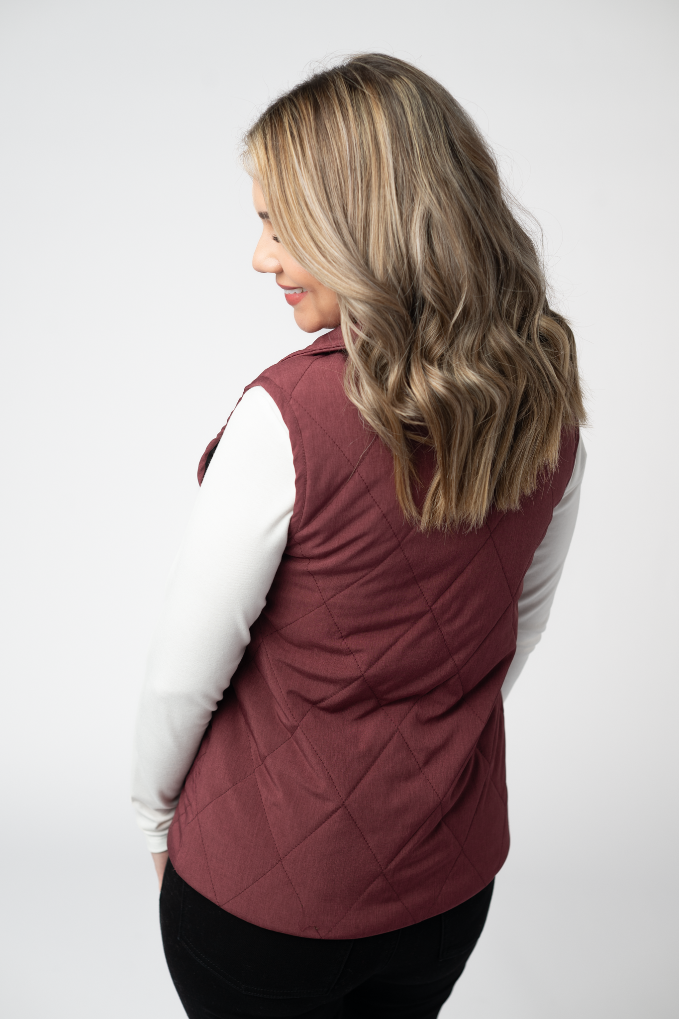 Remy Zip Up Vest - Burgundy