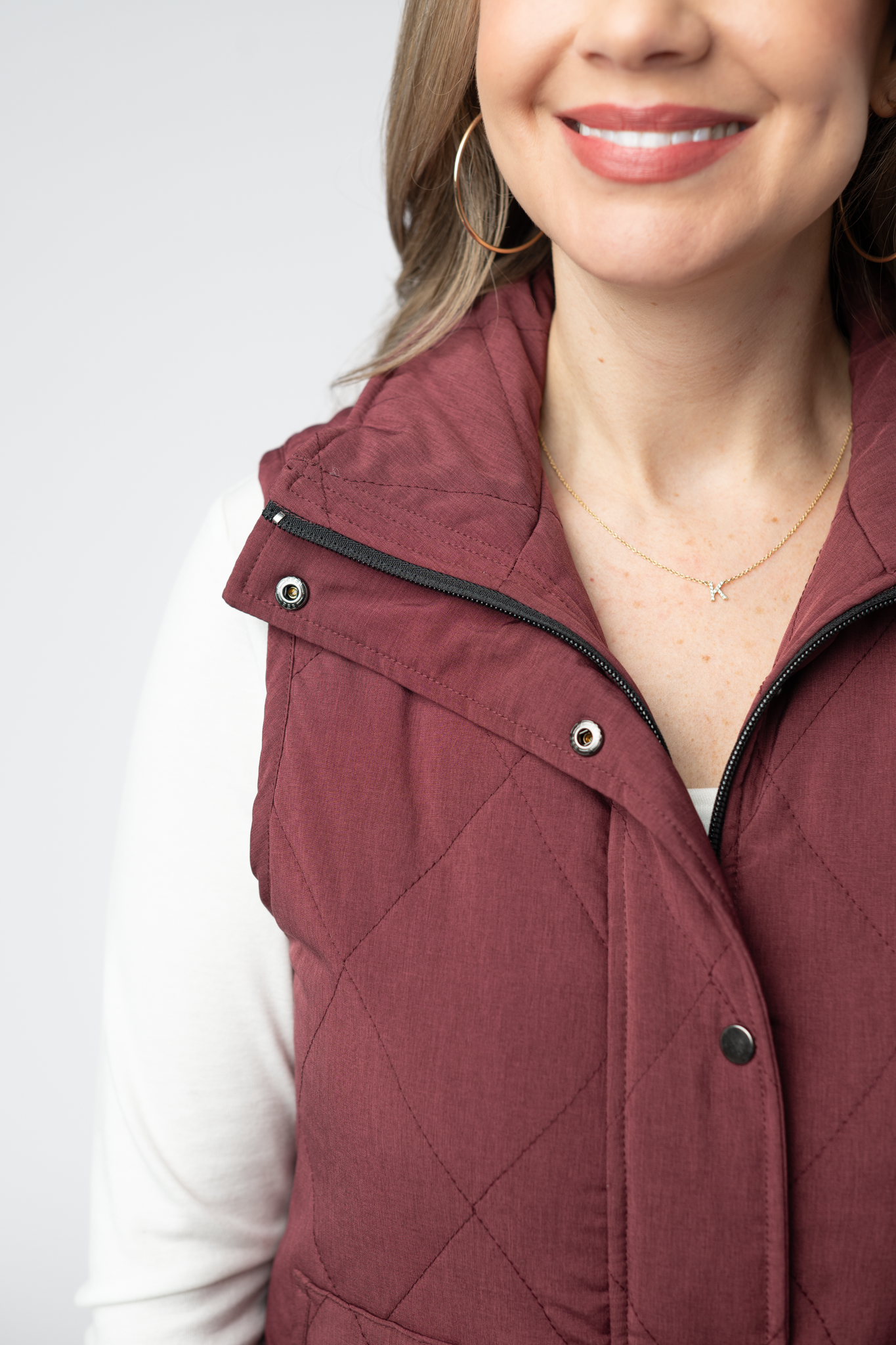 Remy Zip Up Vest - Burgundy