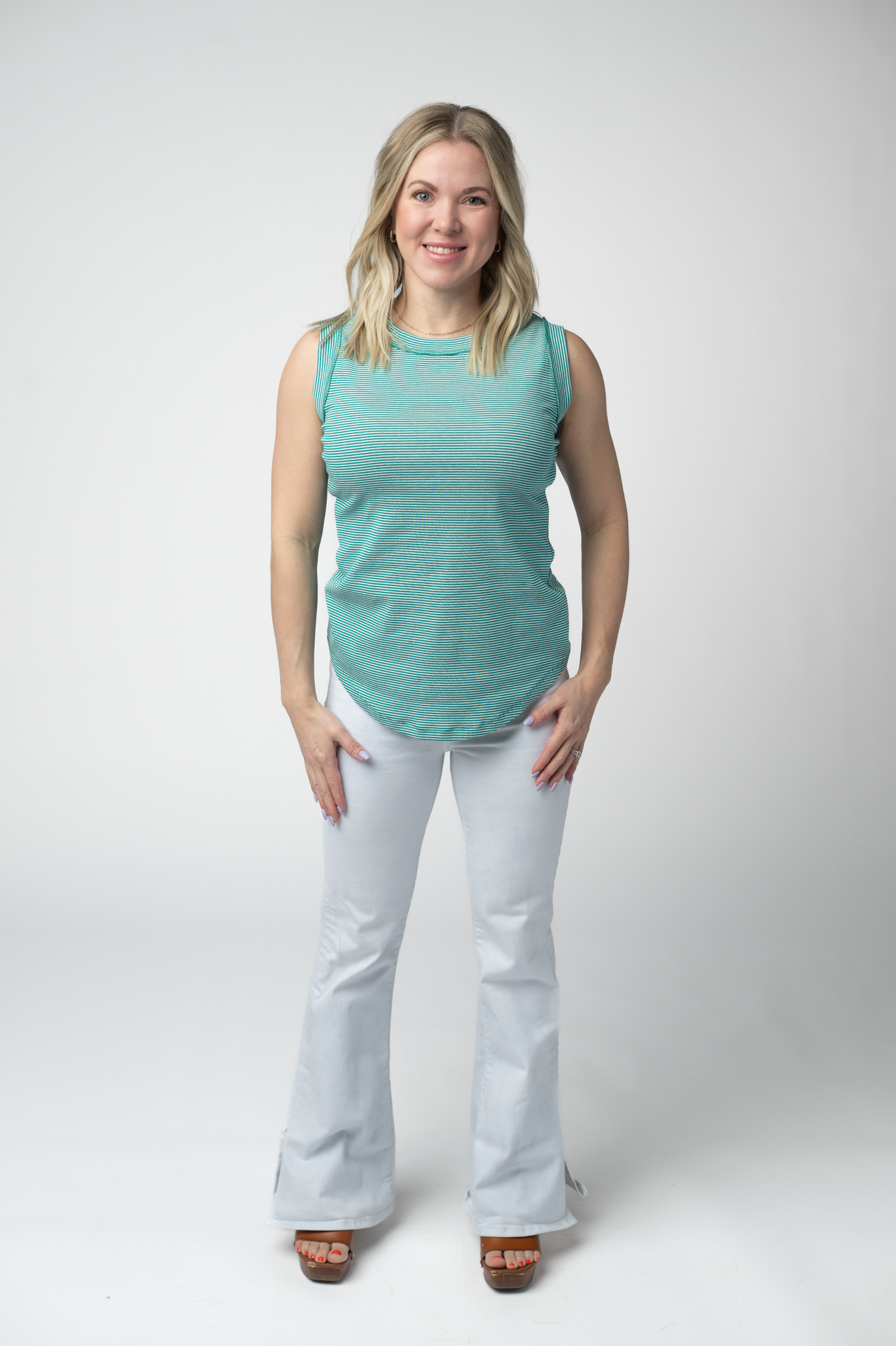 Morgan Micro Striped Tank - Jade