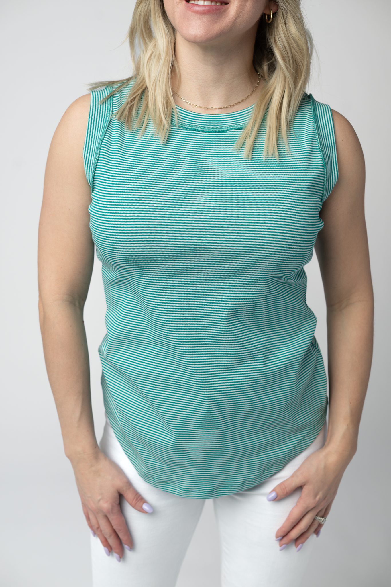 Morgan Micro Striped Tank - Jade