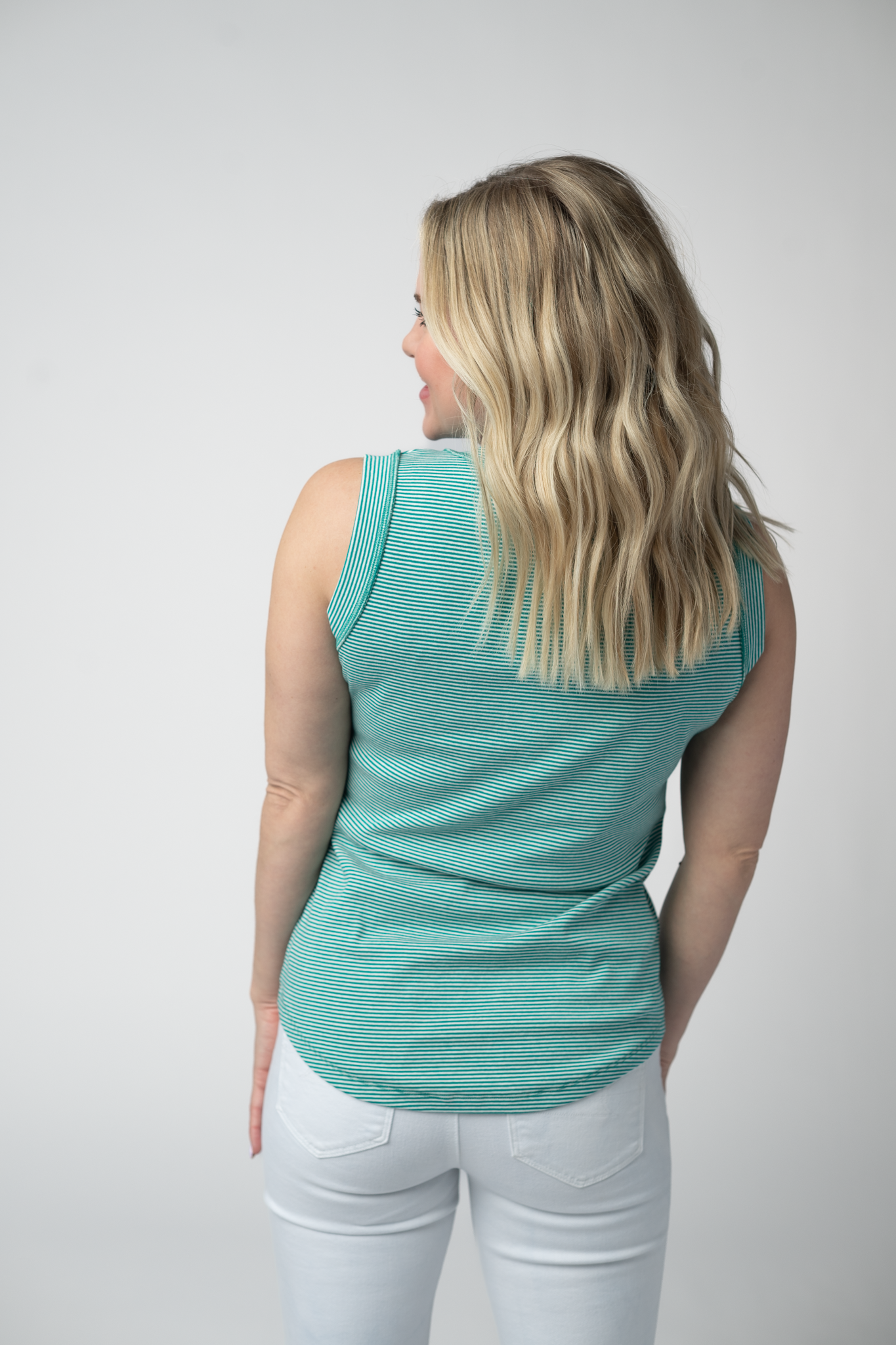 Morgan Micro Striped Tank - Jade