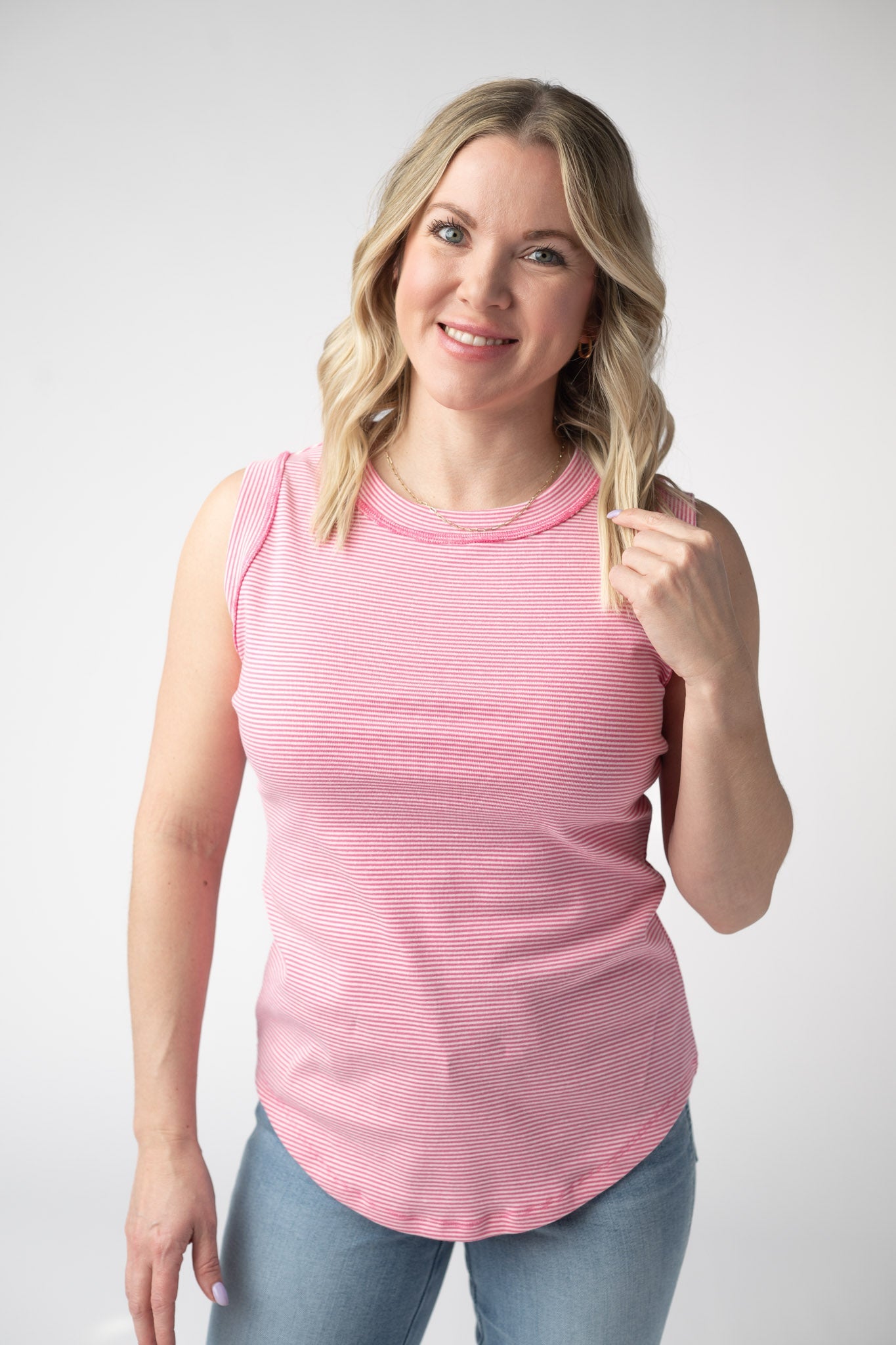 Morgan Micro Striped Tank - Pink