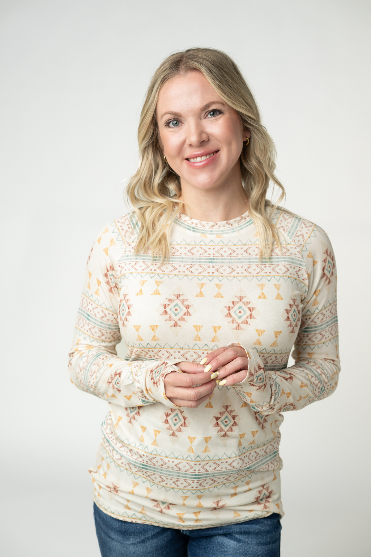 IN STOCK Blair Long Sleeve Top - Desert Geometric