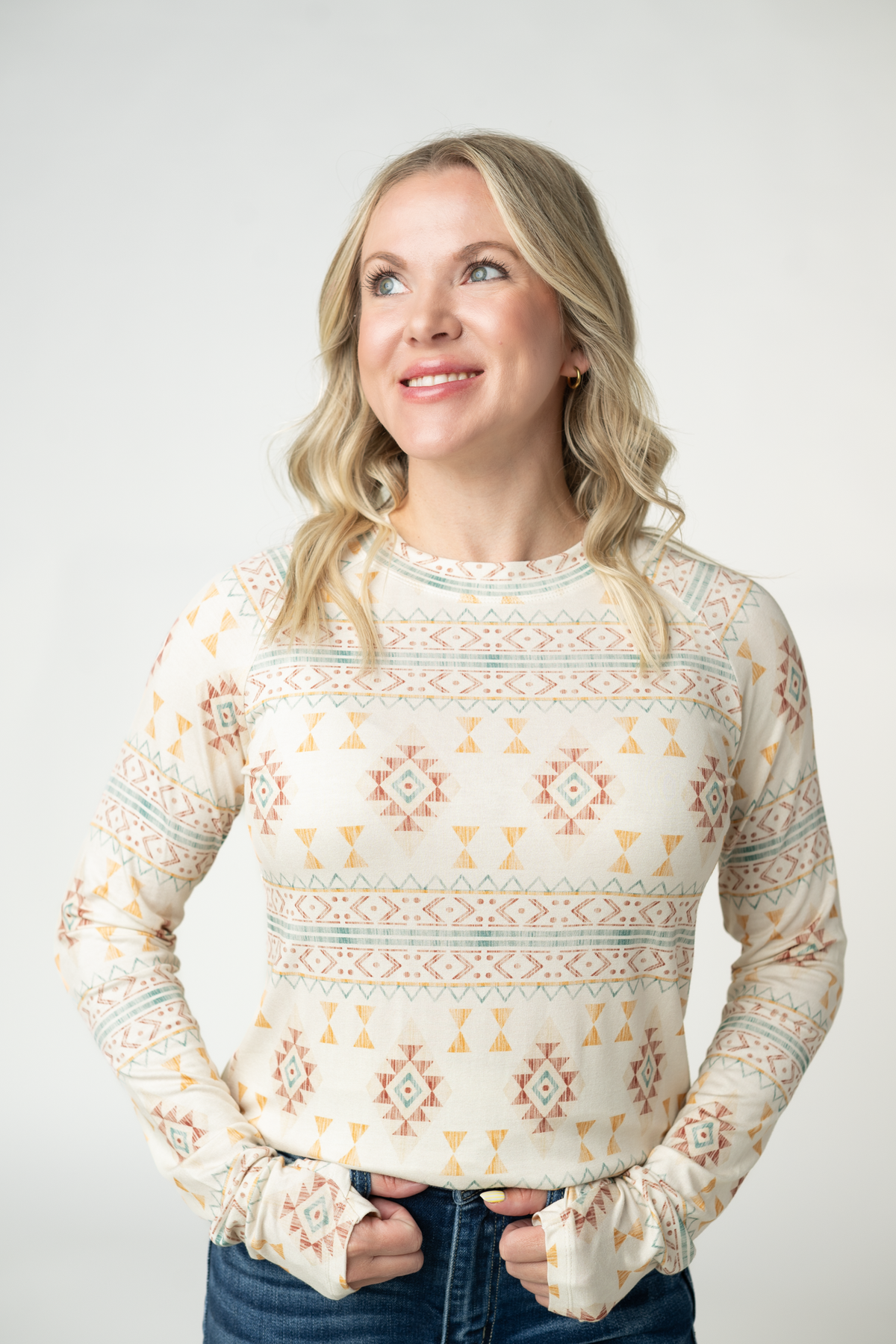 IN STOCK Blair Long Sleeve Top - Desert Geometric