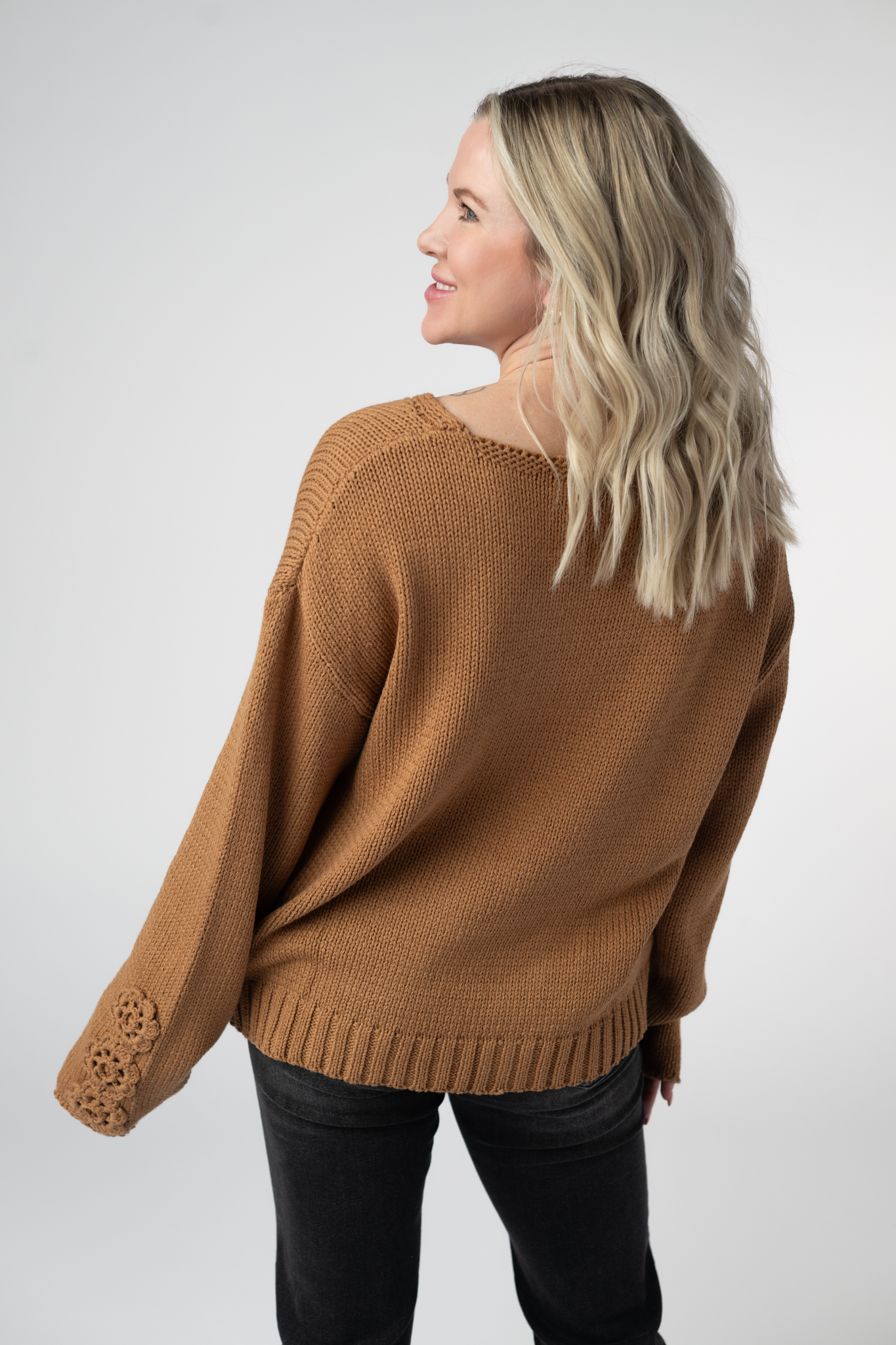 Crochet Sleeve Top - Camel
