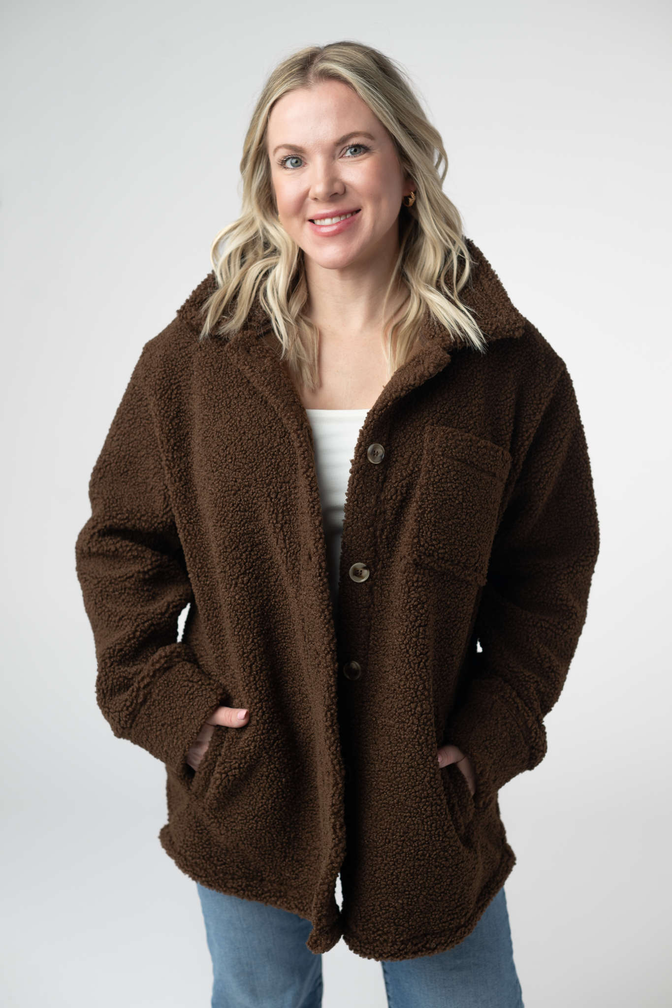 Teddy Oversized Shacket - Brown