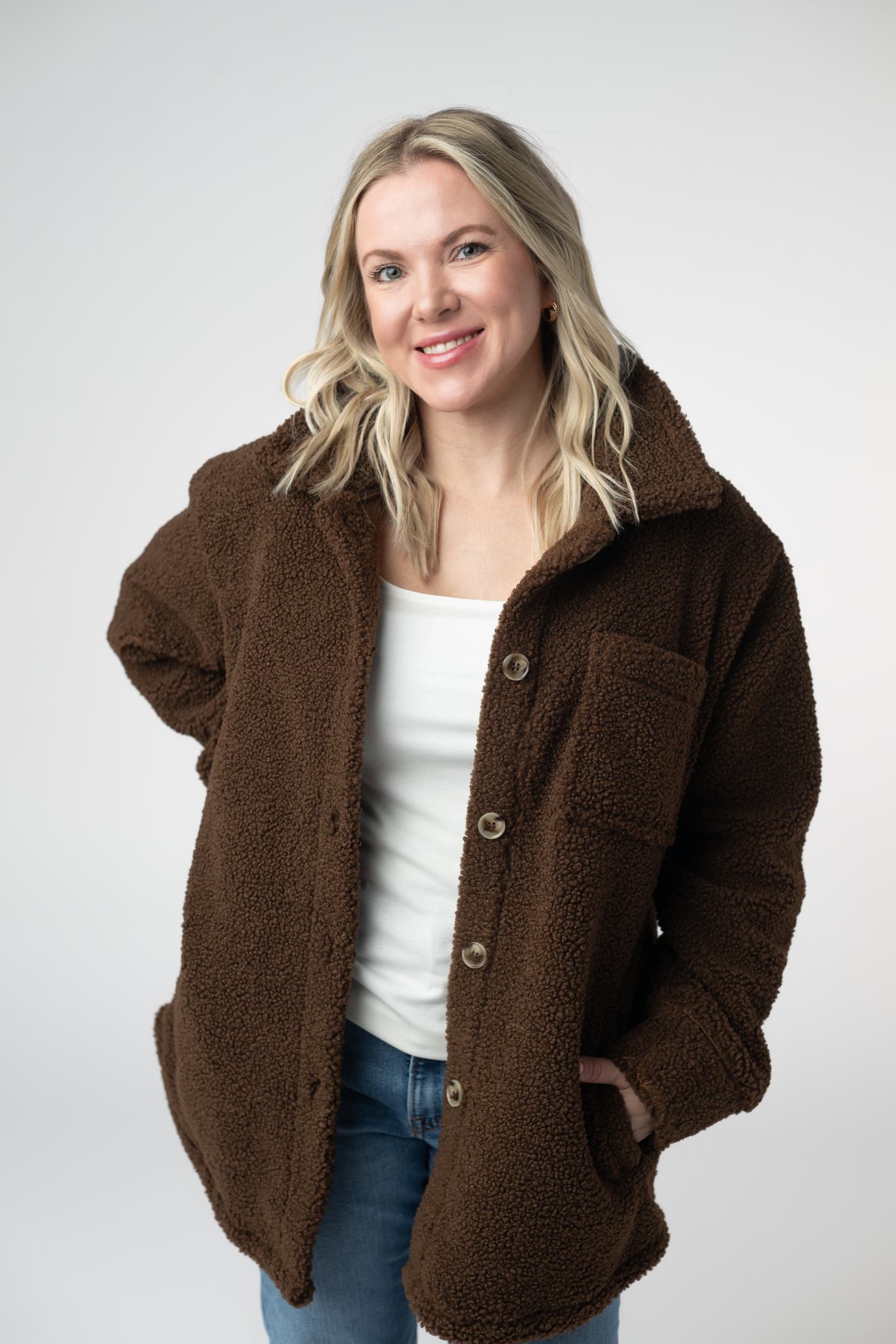 Teddy Oversized Shacket - Brown