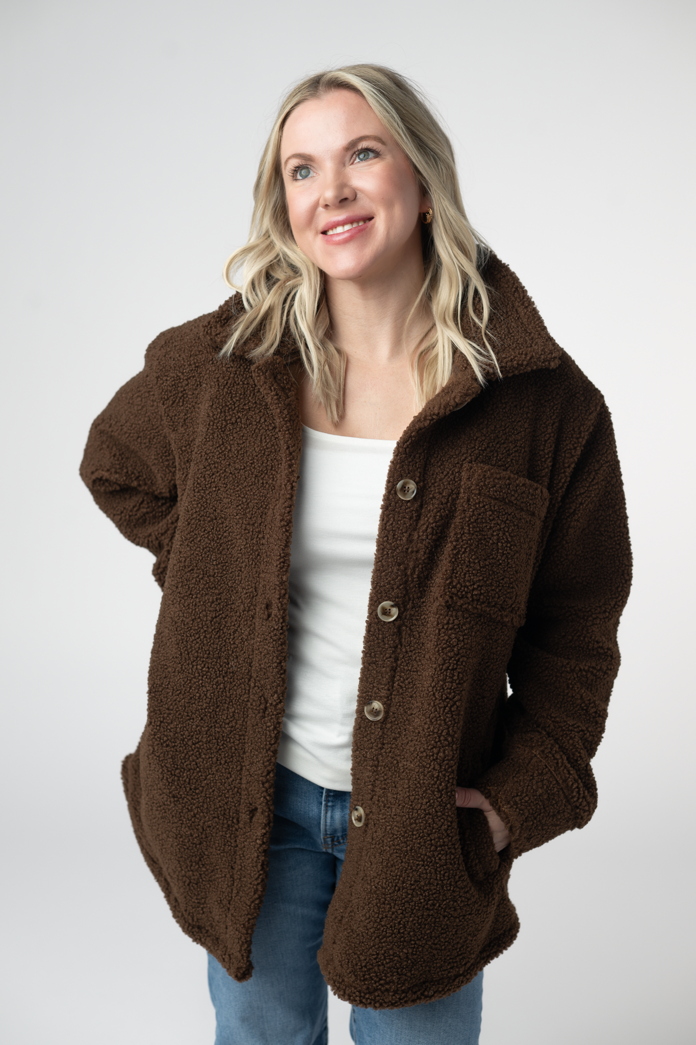 Teddy Oversized Shacket - Brown