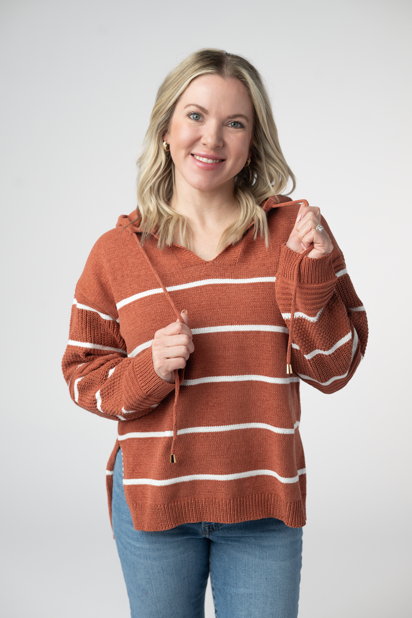 Maddie Striped Hoodie - Pumpkin Spice