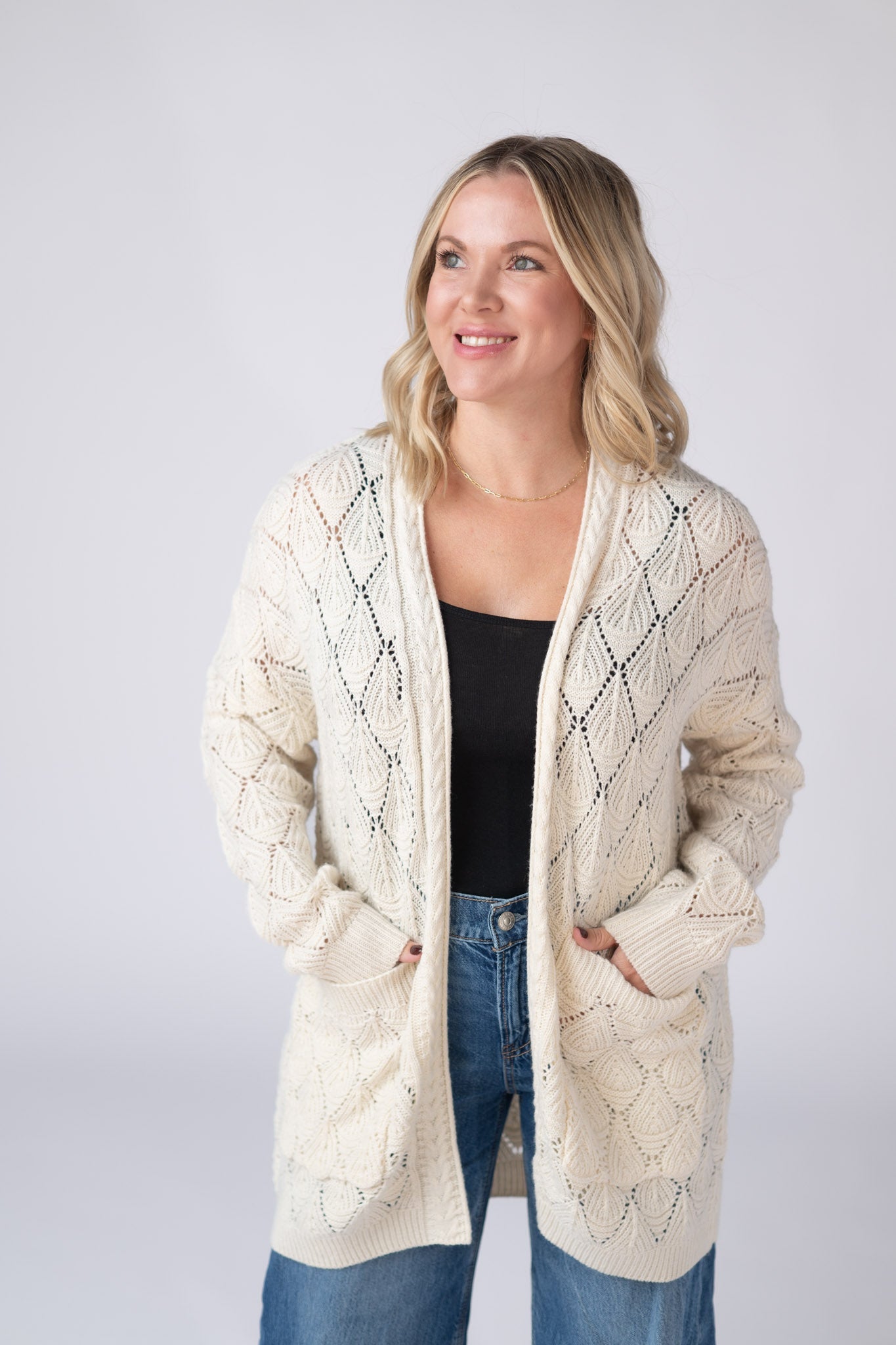 Open Knit Cardigan - Ivory