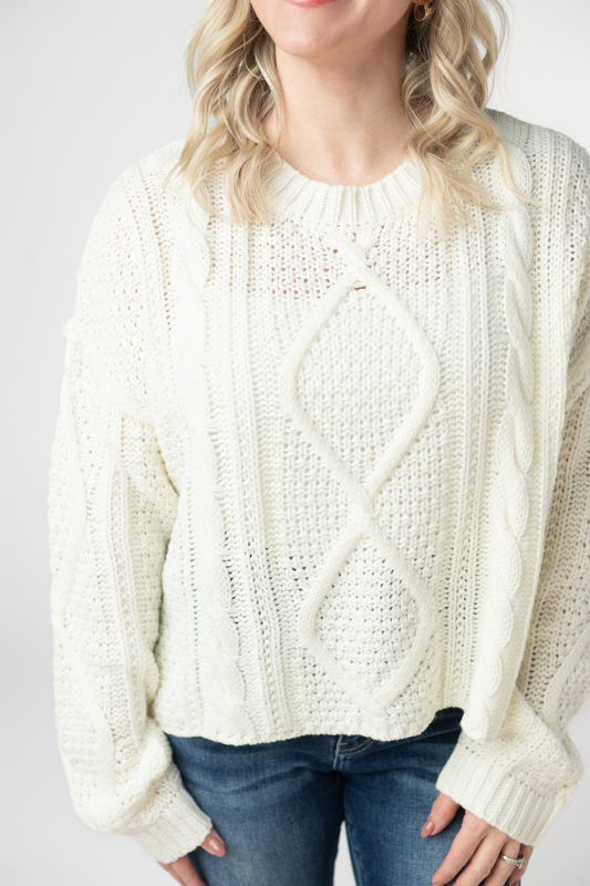 Cable Knit Sweater - Ivory