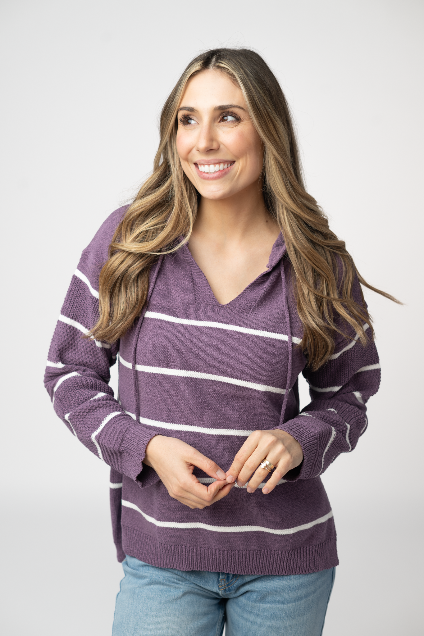 Maddie Striped Hoodie - Purple
