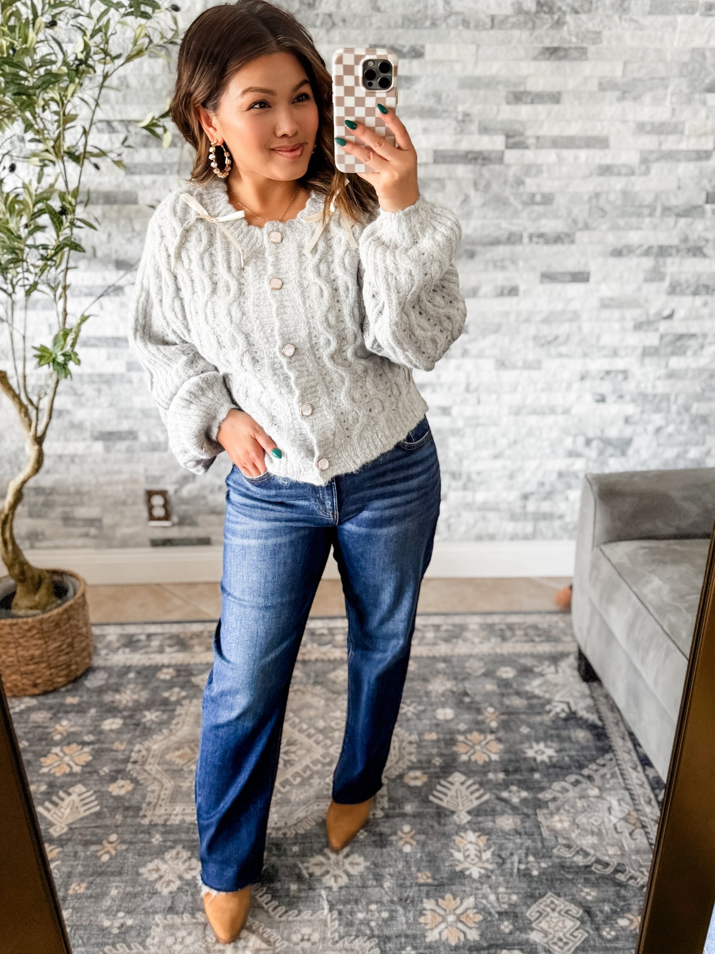 RISEN CROP SLIM FIT BARREL JEANS