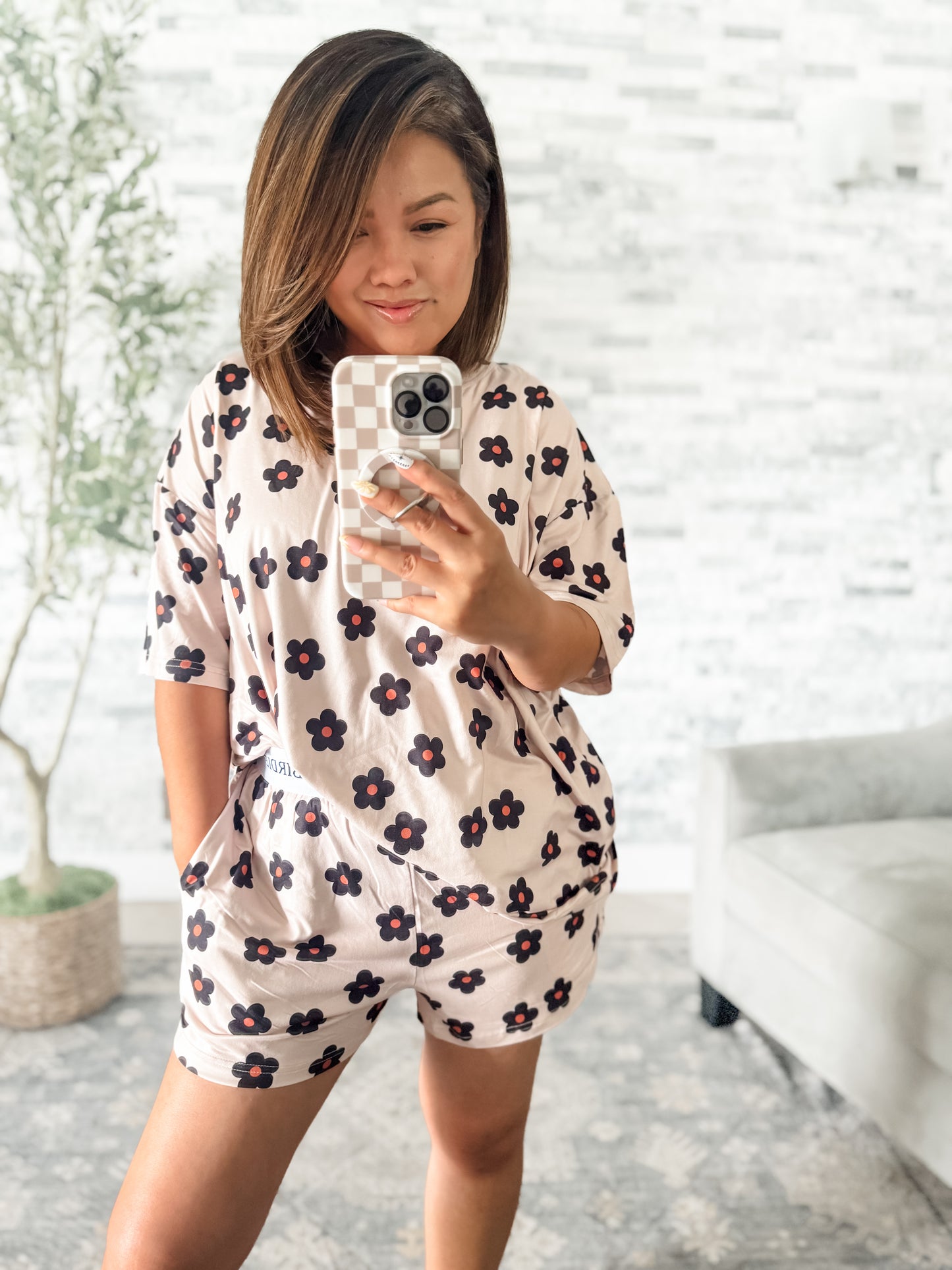 TEE BOXER SET in MIDNIGHT WILDFLOWER