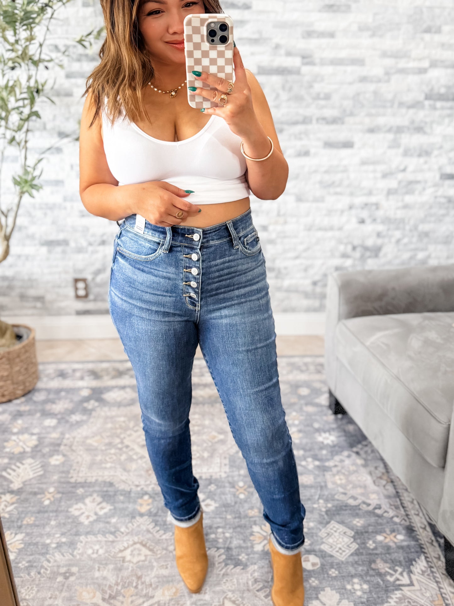 JUDY BLUE HIGH RISE BUTTON FLY SKINNY JEANS